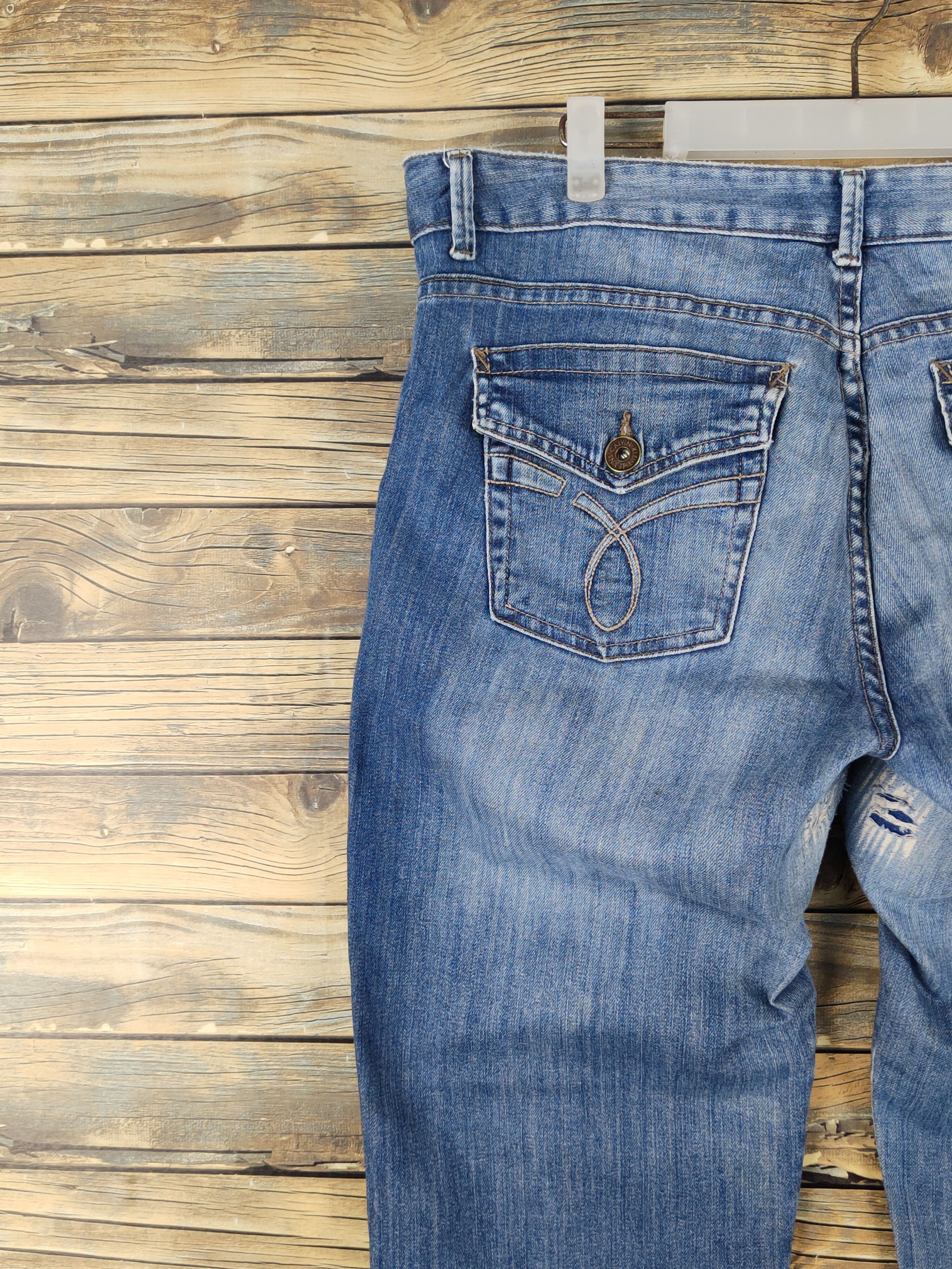 Calvin Klein Calvin Klein Blue Distressed Ripped Jeans #W1494 Size 36" / US 14 / IT 50 - 9 Thumbnail