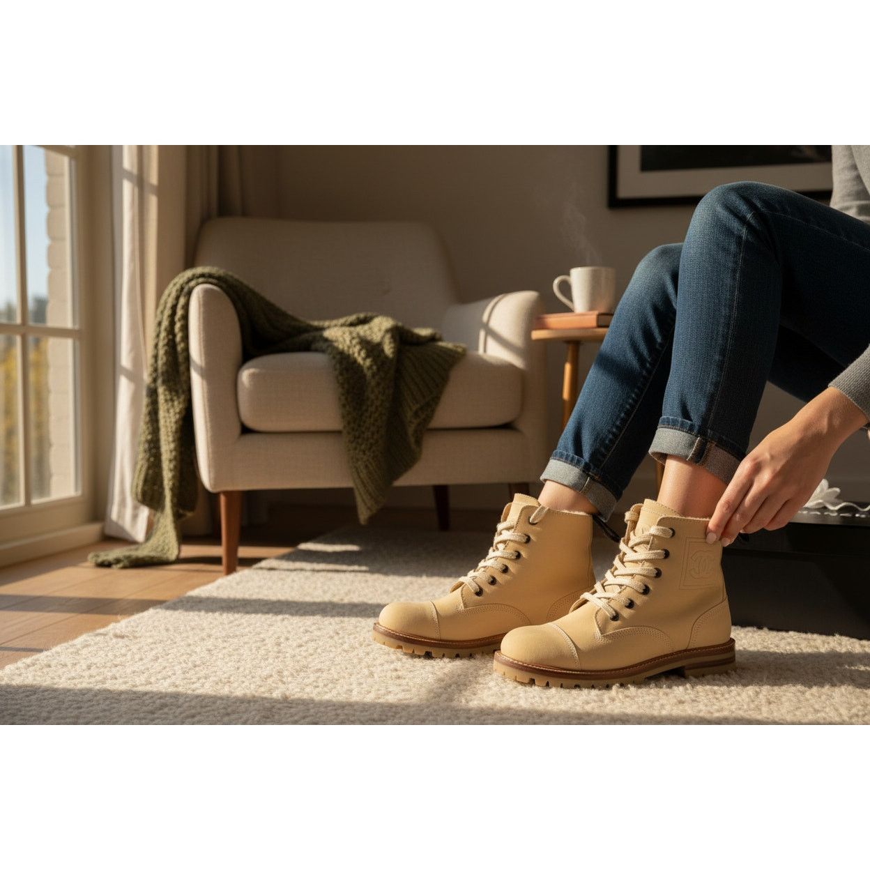 Chanel Chanel lace-up ankle boots Beige Sz 36 Size US 6 / IT 36 - 2 Thumbnail