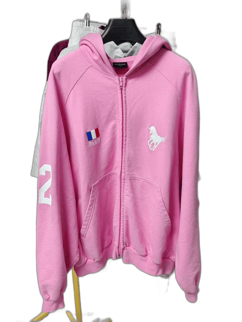 Balenciaga Pink Horse Zip-Up Hoodie Jacket