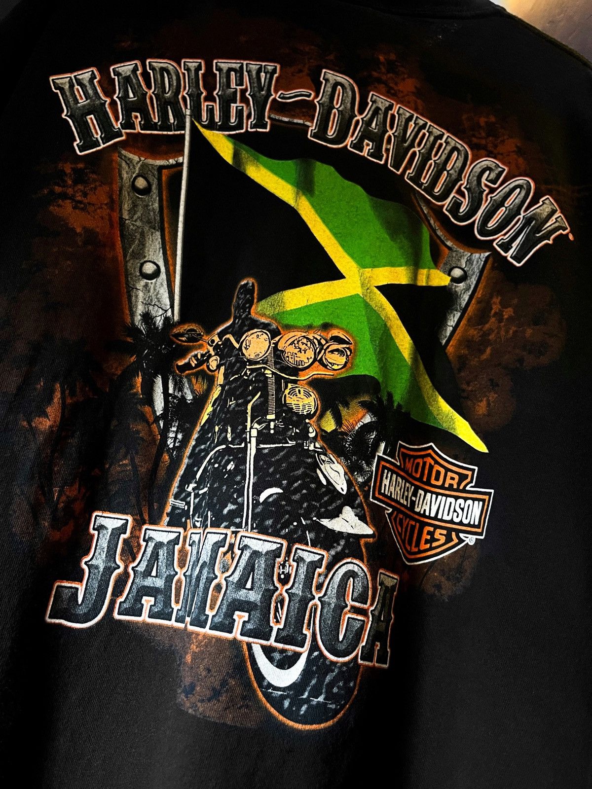 Harley Davidson × Vintage Y2K Vintage Harley Davidson Jamaica Black T-Shirt Size US XXL / EU 58 / 5 - 1 Thumbnail
