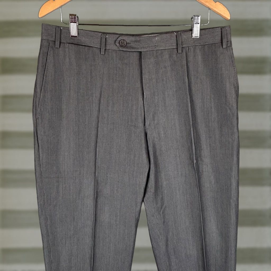 Canali Canali Dress Pants Mens 34x28 Gray Stripe Flat Front Wool Slacks Made Italy Pants Regular Mens Gray Wool Slacks Size US 34 / EU 50 - 1 Thumbnail
