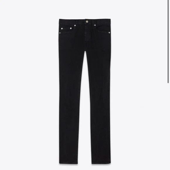 Saint Laurent Paris o1s1wg110824 Skinny-Fit Jeans in Worn Stretch Denim in Black Size US 33 - 1 Preview