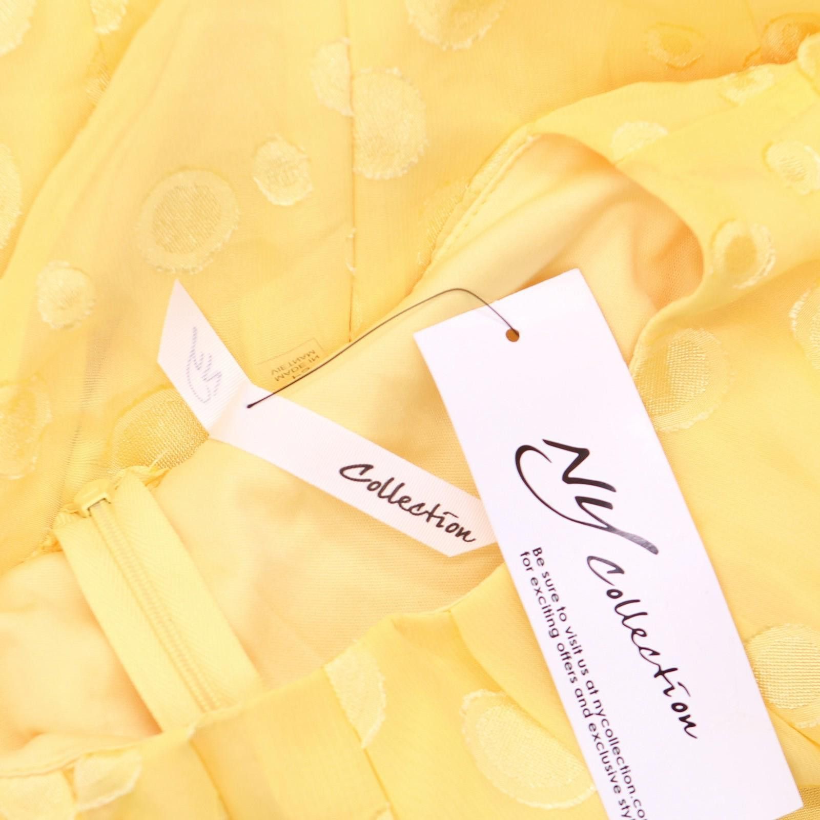 Other Nwt Ny Collection Chiffon Midi Dress Yellow Multi Circle Ps Size S / US 4 / IT 40 - 3 Thumbnail