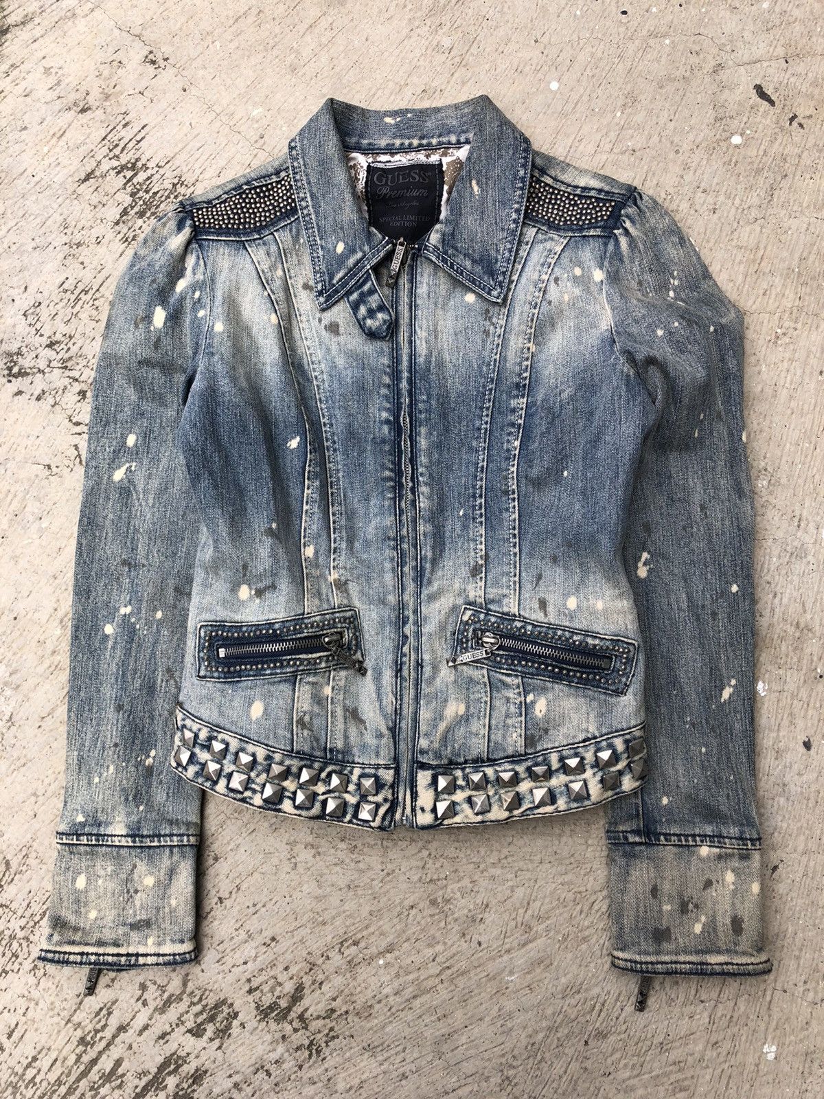 image of Archival Clothing x Guess Vintage Guess Spike Denim Jacket, Women's (Size Small)