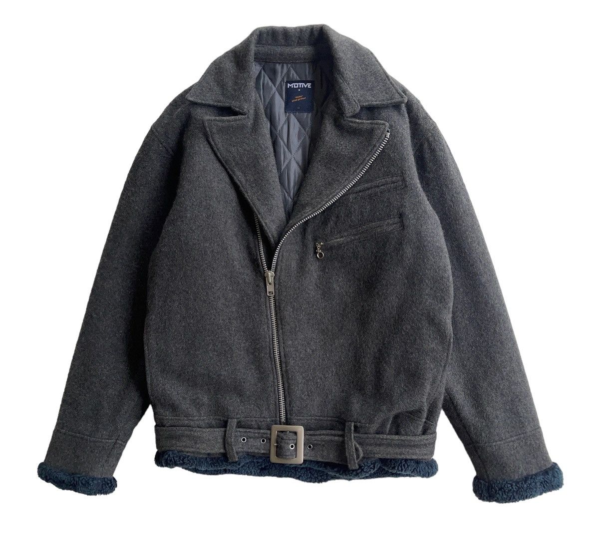 Japanese Brand Men Double Collar Wool Biker Jacket Size US M / EU 48-50 / 2 - 2 Thumbnail