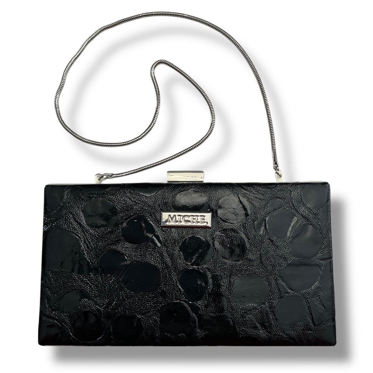 Other Miche Black Textured Clutch with Silver Chain Size ONE SIZE - 1 Thumbnail