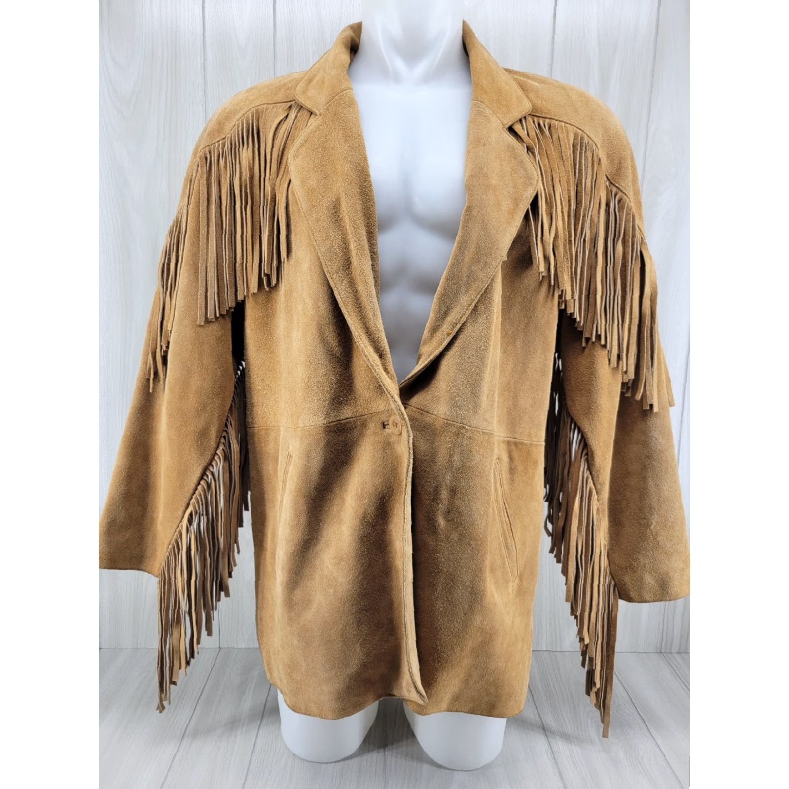 Vintage VINTAGE Niki Genuine Leather Brown Fringe Jacket Women L Shoulder Pads Leather Size L / US 10 / IT 46 - 2 Thumbnail