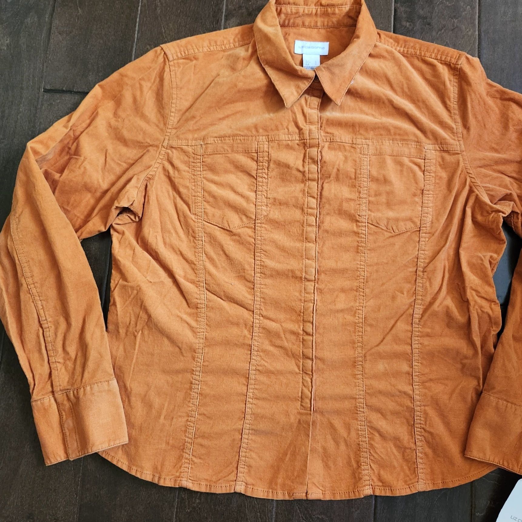 Liz Claiborne Liz Claiborne Shirt Juniors Orange Long Sleeve Button-Up L NWT Size L / US 10 / IT 46 - 3 Thumbnail