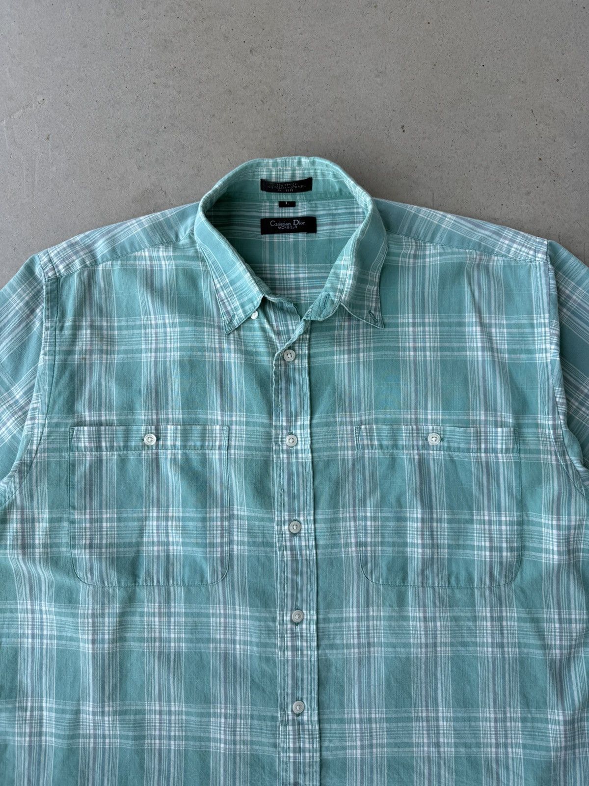 Christian Dior Monsieur Vintage Christian Dior Mint Green Plaid Button Up Shirt Size US L / EU 52-54 / 3 - 3 Thumbnail