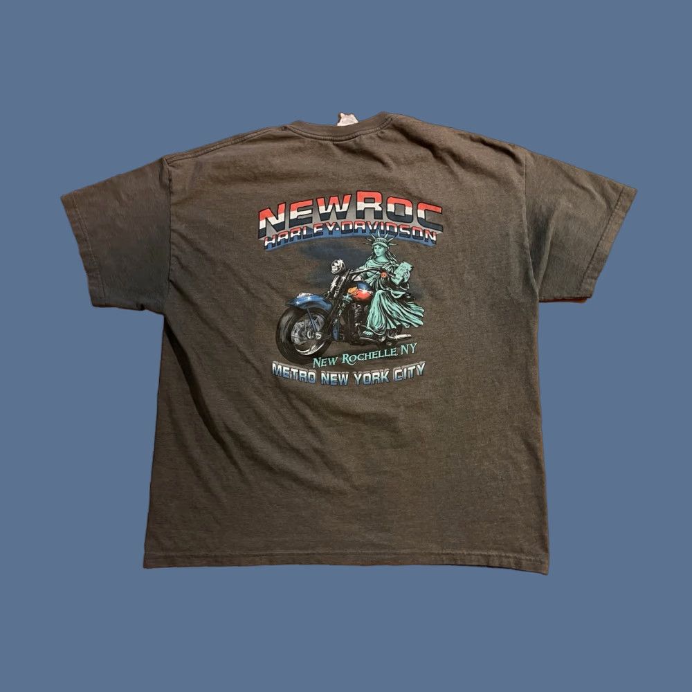 Harley Davidson VINTAGE Harley-Davidson New York Statue Of Liberty Shirt Men’s XL Gray Logo Graphic Print Short Sleeve Crew Neck USA 2000s Mens Size US XL / EU 56 / 4 - 1 Thumbnail