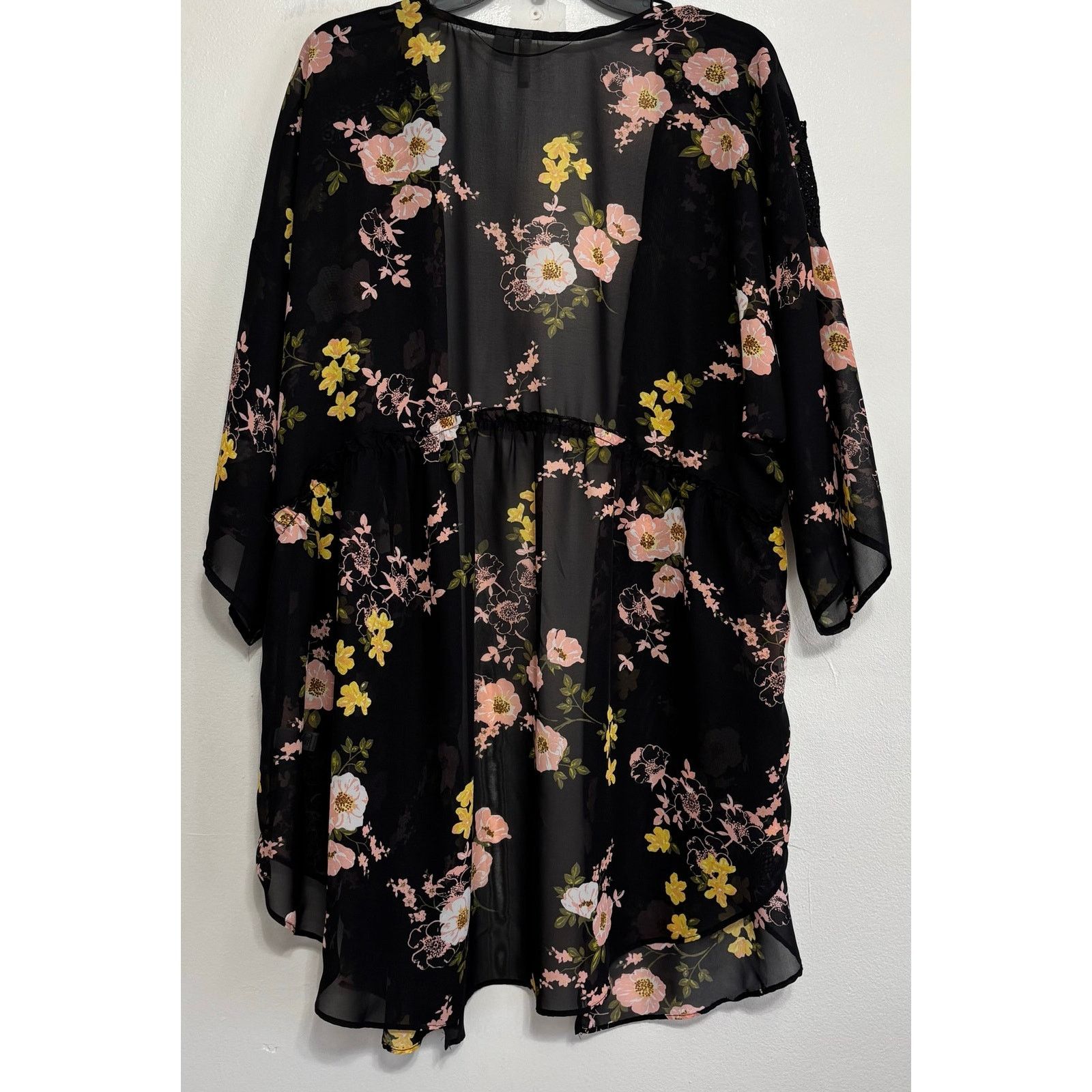 Other C Established 1946 Sheer Black Floral Kimono Overshirt Size L / US 10 / IT 46 - 2 Thumbnail