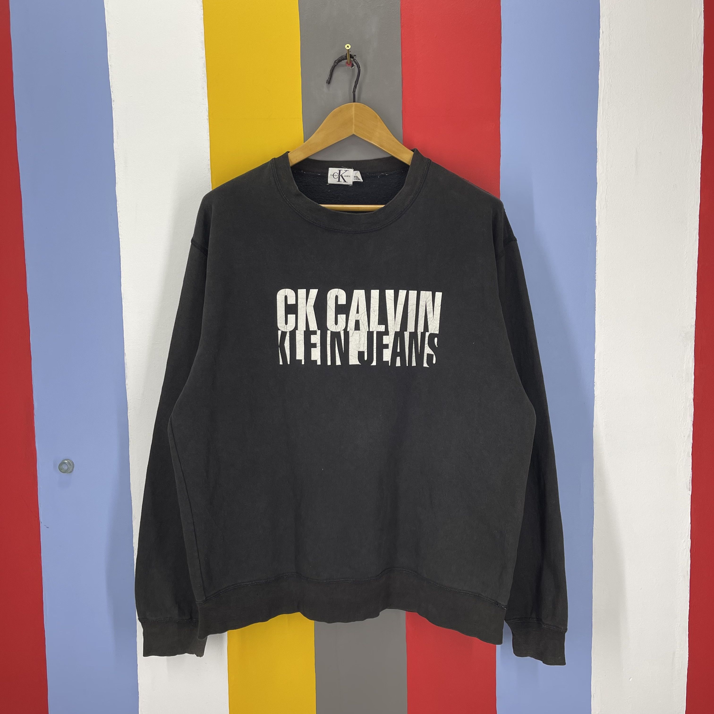 image of Calvin Klein x Made In Canada 90's Vintage Ck Made In Canada Crew Neck Sweatshirt 1376/av in Black 