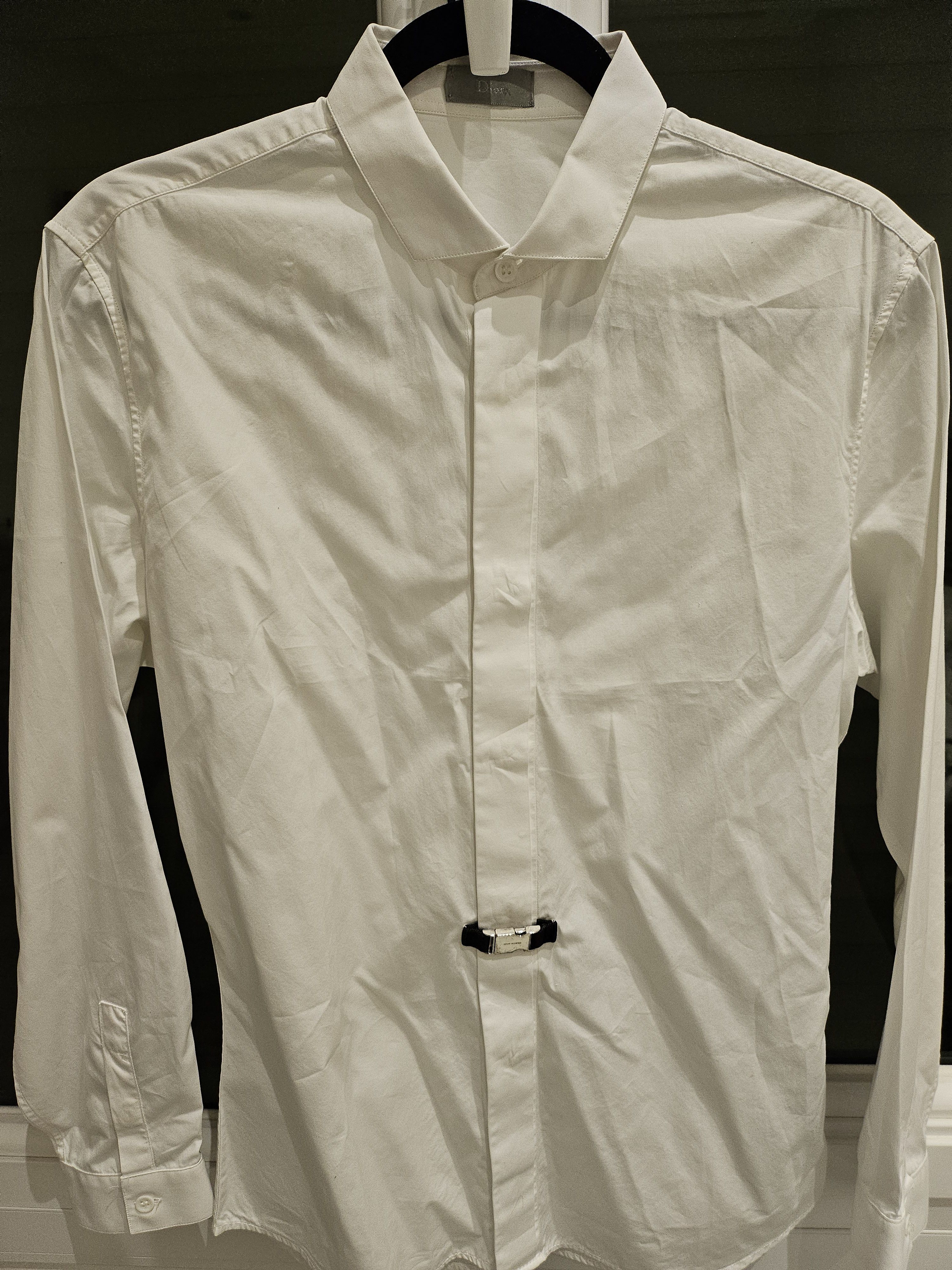 image of Dior Homme Fw13 White Shirt With Buckle Detail, Men's (Size Small)