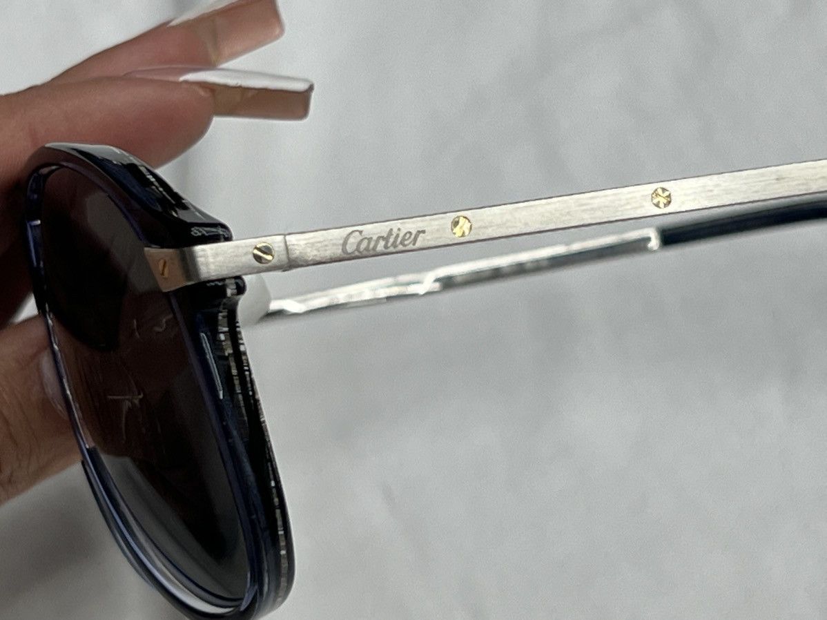 Cartier Cartier Santos de Blue Pilot Sunglasses Size ONE SIZE - 4 Thumbnail
