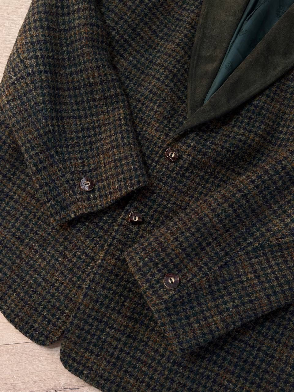 Harris Tweed Julius Lang x Harris Tweed Jacket Blazer Wool Houndstooth Size 46R - 3 Thumbnail
