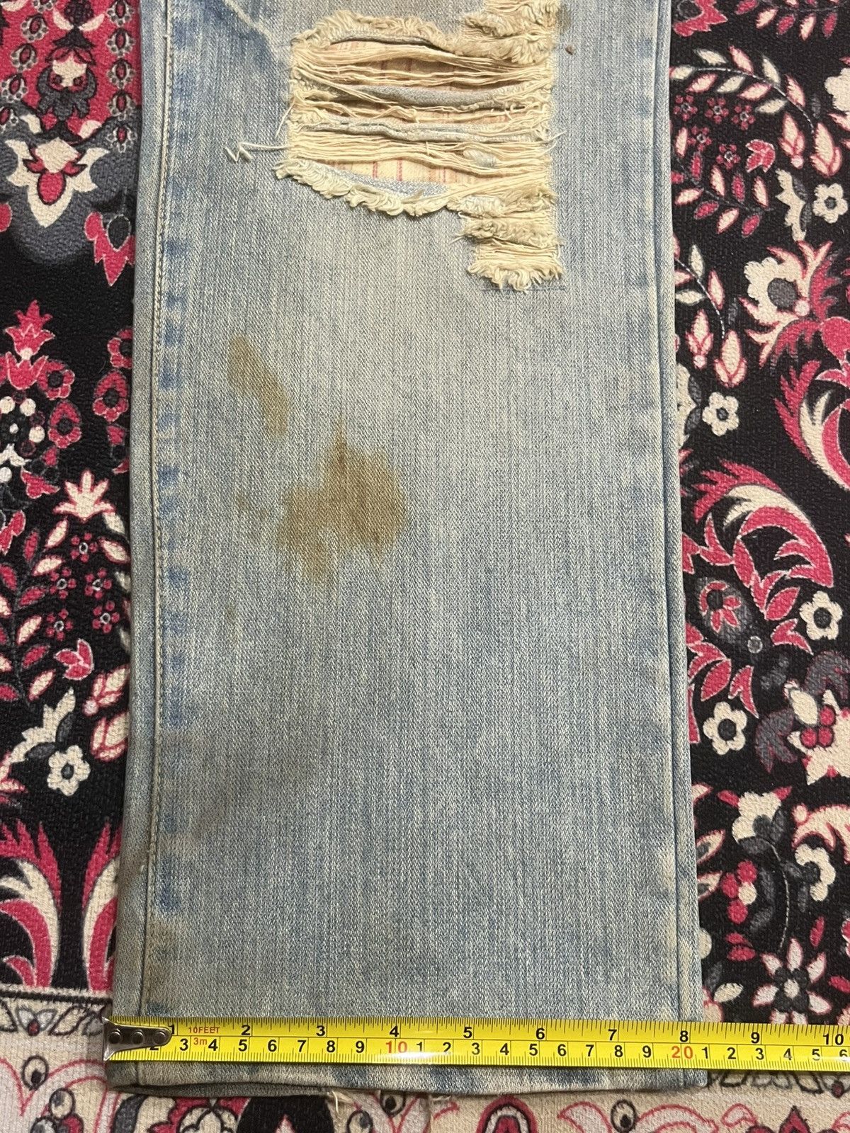 Japanese Brand Japanese Brand Blue Faded Whisker Washed Distressed Jeans Size US 32 / EU 48 - 14 Thumbnail