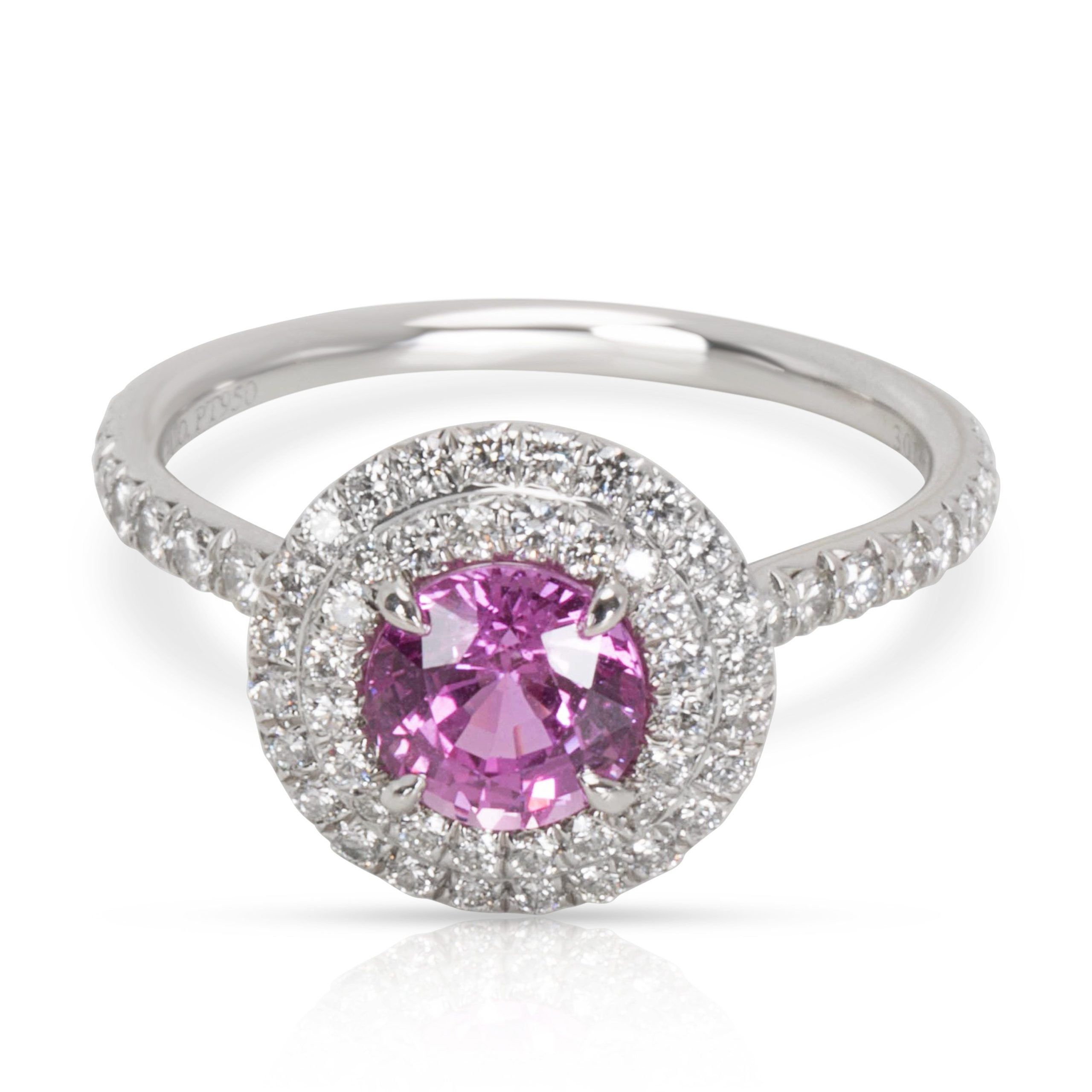 image of Tiffany Co Tiffany & Co. Soleste Pink Sapphire & Diamond Ring In Platinum, Women's