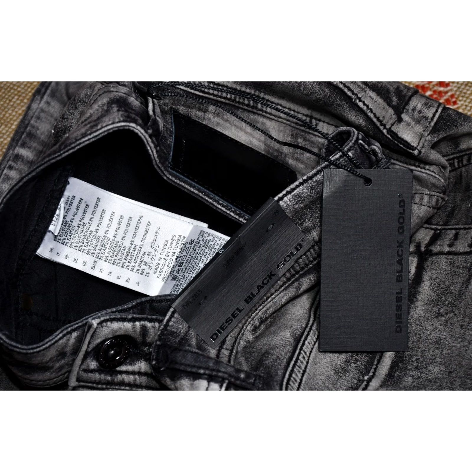 Diesel Diesel Black Gold Type 2815 Super Skinny Jeans W29 Mens Black Cotton Blend 90% Cotton 8% Polyester 2% Elastane Slim Straight? Size US 29 - 7 Thumbnail