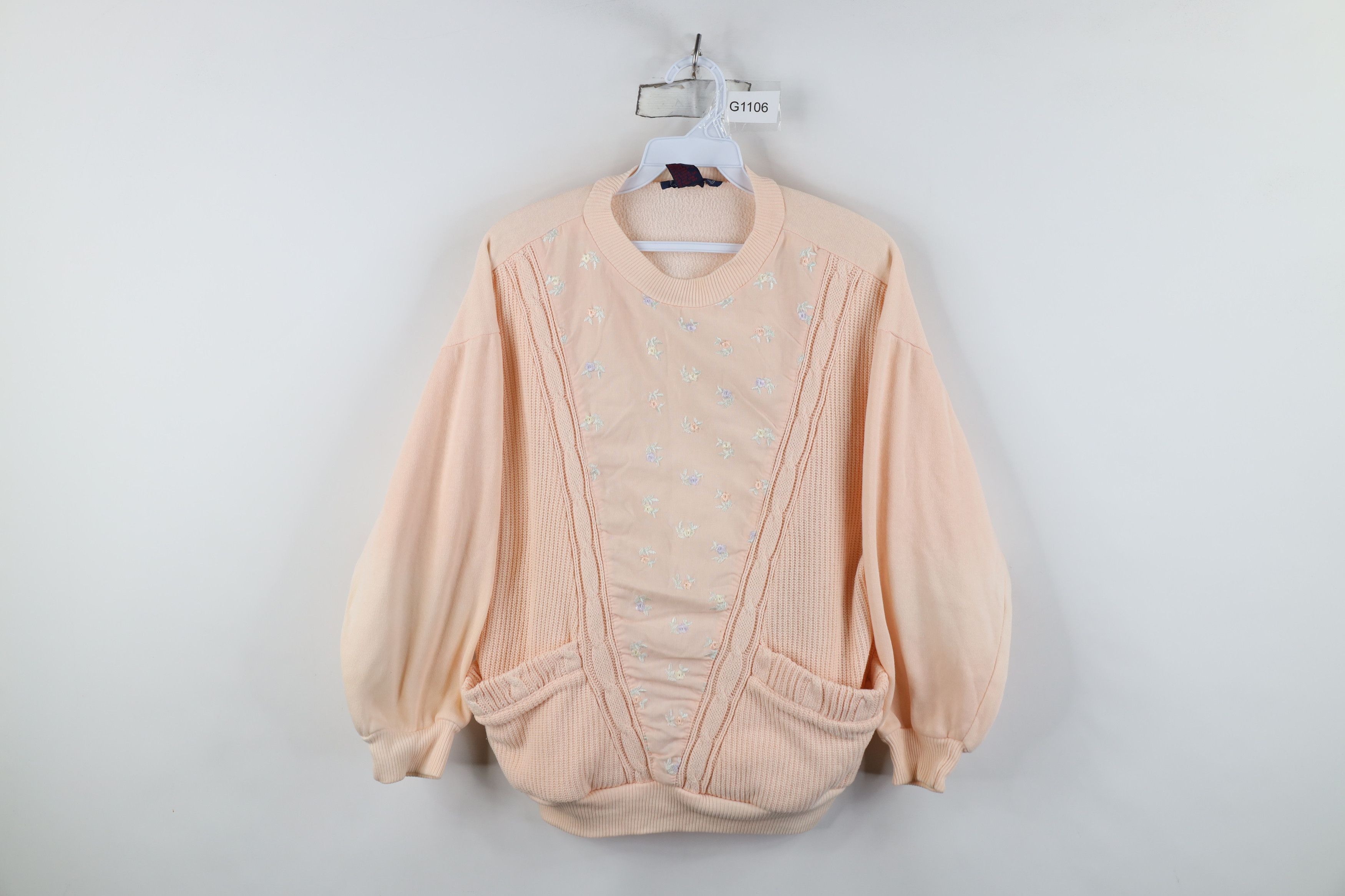 Vintage Vintage 90s Streetwear Knit Flower Crewneck Sweatshirt Pink Size M / US 6-8 / IT 42-44 - 1 Thumbnail