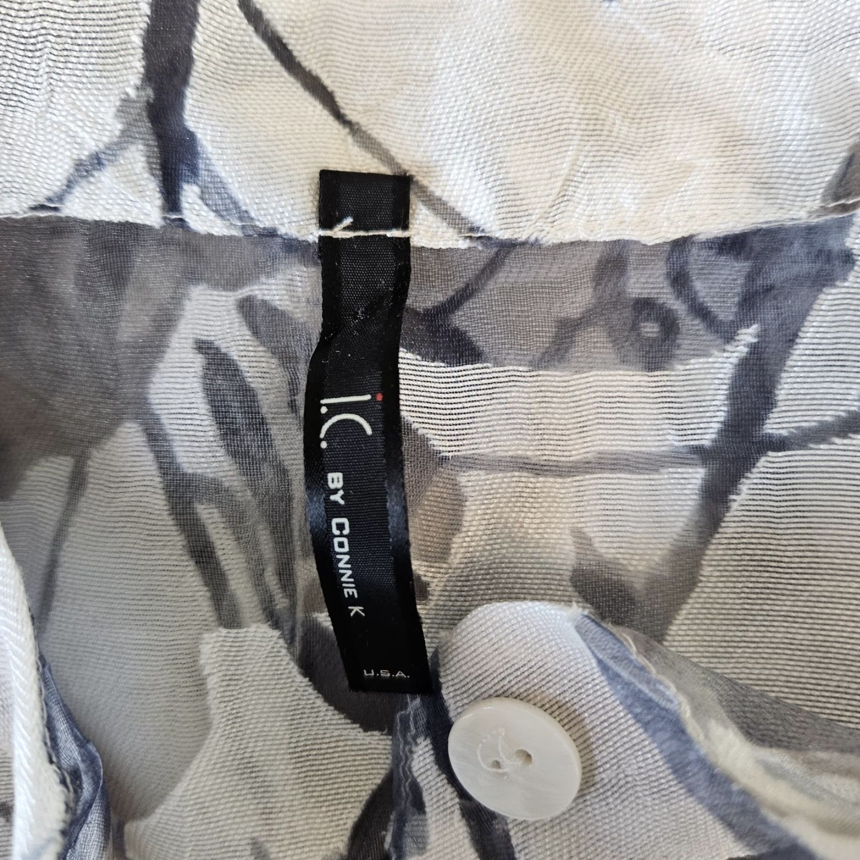Vintage IC by Connie K Jacket Womens Button Up Sz Medium White Gray Floral Sheer Size M / US 6-8 / IT 42-44 - 5 Thumbnail