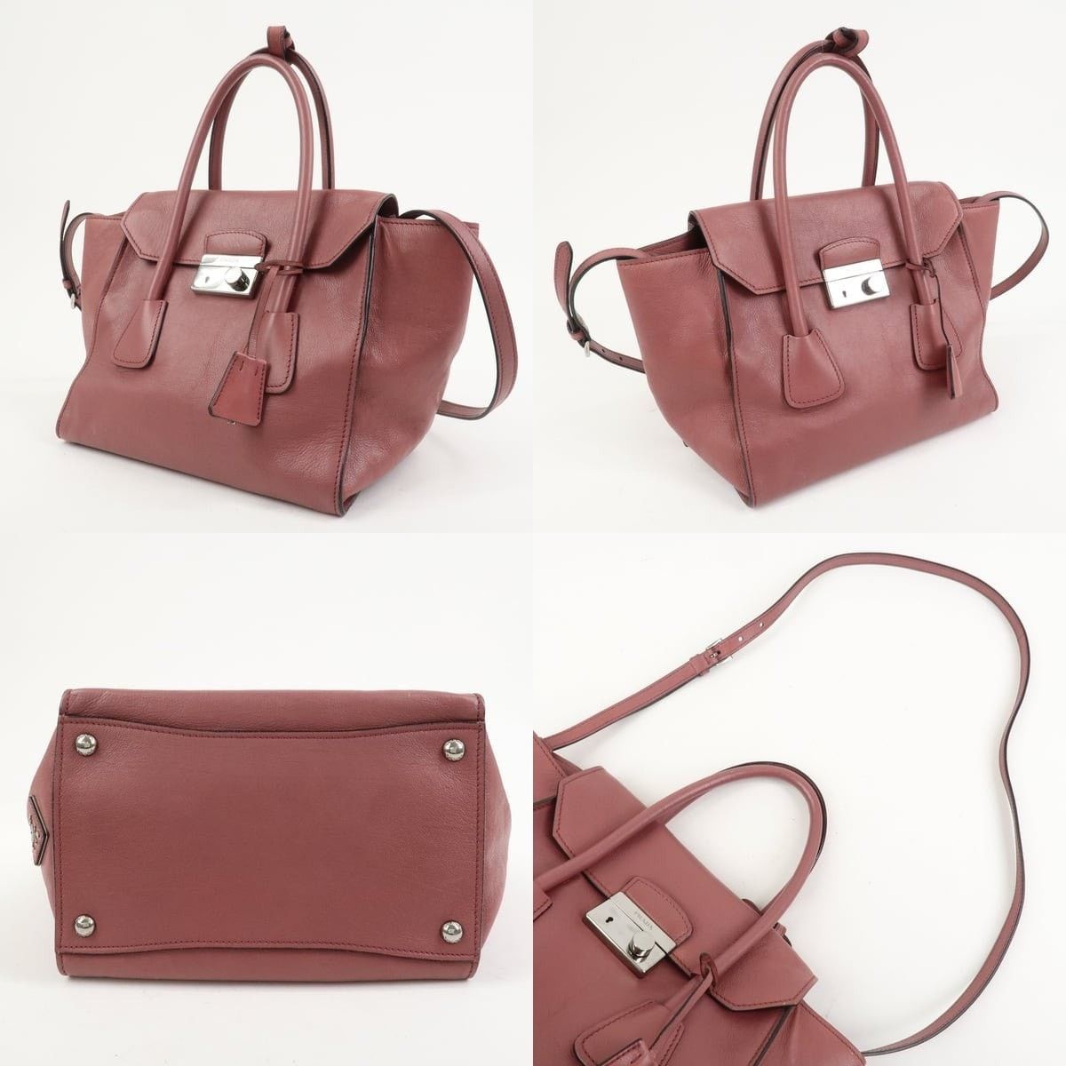 Prada Prada Logo Lock Calfskin Satchel Pink Size ONE SIZE - 3 Thumbnail
