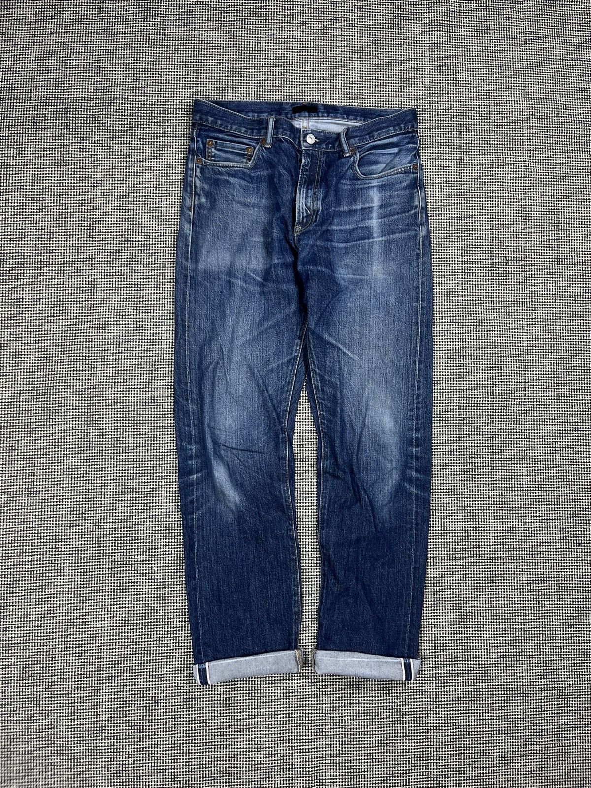 Uniqlo selvedge jeans distressed worn to perfection fade
