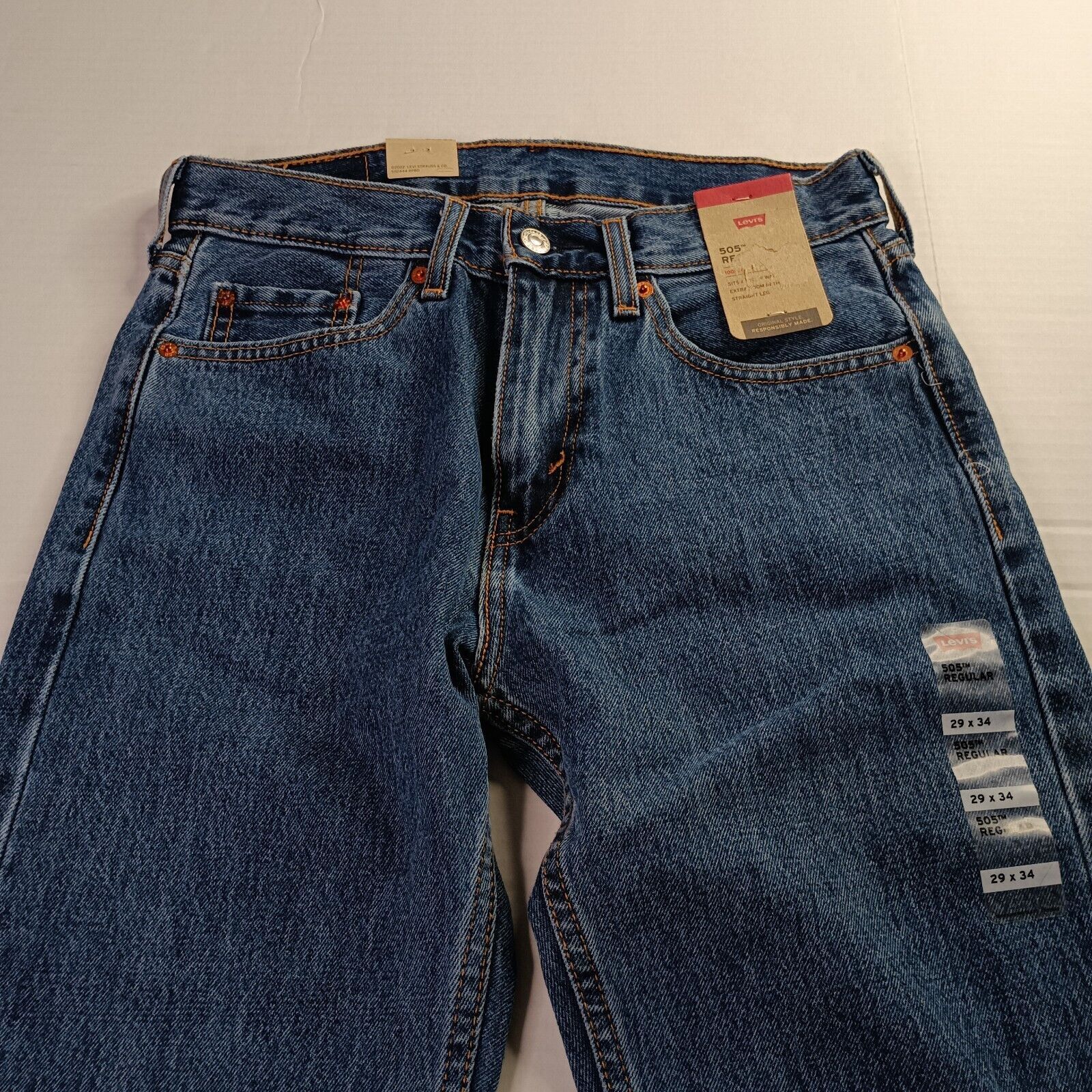 Levi's Levi's 505 Regular Jeans Men 29x34 Blue Stretch Straight Leg Size US 29 - 4 Thumbnail