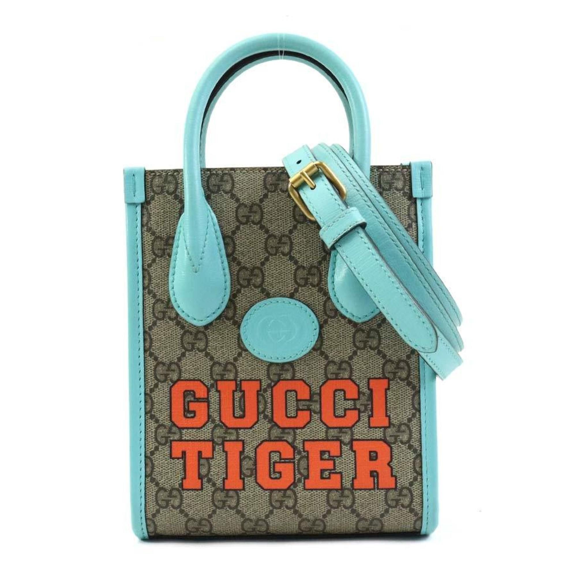Gucci GUCCI Handbag Shoulder Bag GG Supreme Canvas Blue x Brown Women's 671623 90005g Size ONE SIZE - 1 Thumbnail