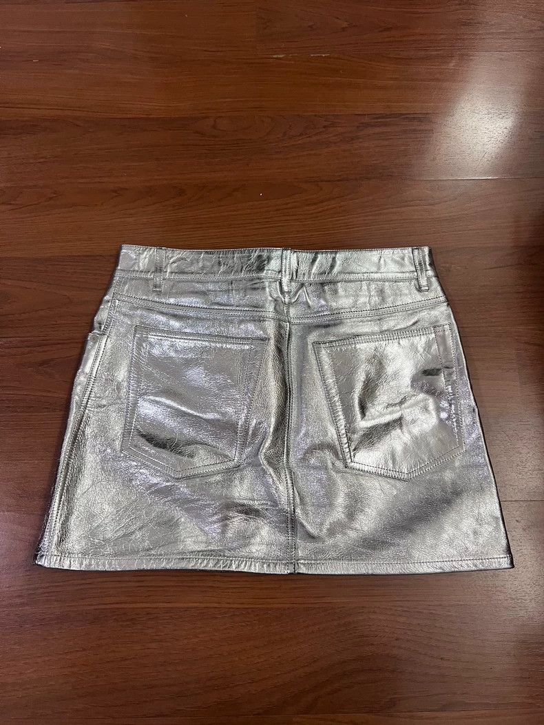 Helmut Lang HELMUT LANG size 0 Silver 100% cowhide skirt with super shi Size 42" / US 20 - 2 Thumbnail
