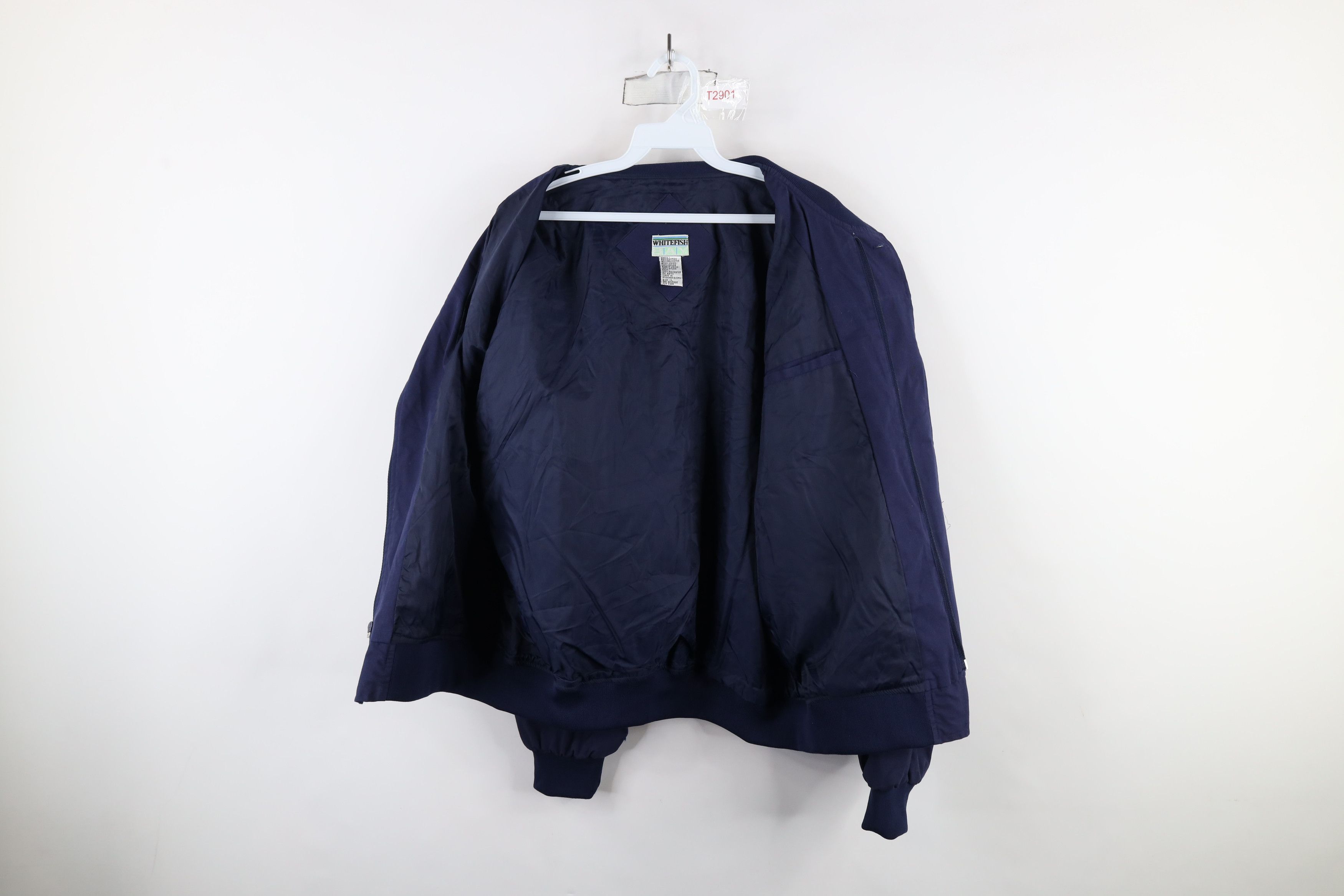 Vintage Vintage 90s Streetwear Blank Racer Bomber Jacket Blue Size ONE SIZE - 9 Thumbnail
