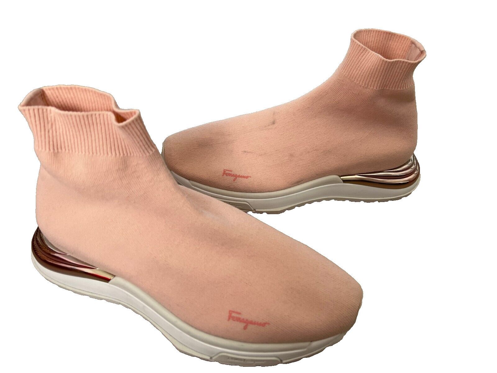 Salvatore Ferragamo Salvatore Ferragamo Ninette Knit Sock Metallic Sneaker ( 9 ) Size US 9 / IT 39 - 2 Thumbnail