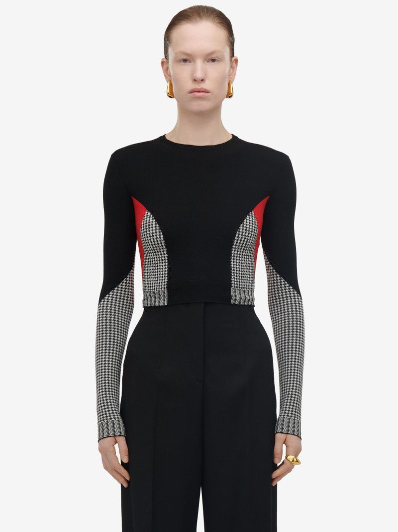 Alexander McQueen o1srvl11e0326 Dogtooth Colour-Block Jumper in Multicolor Size S / US 4 / IT 40 - 4 Thumbnail