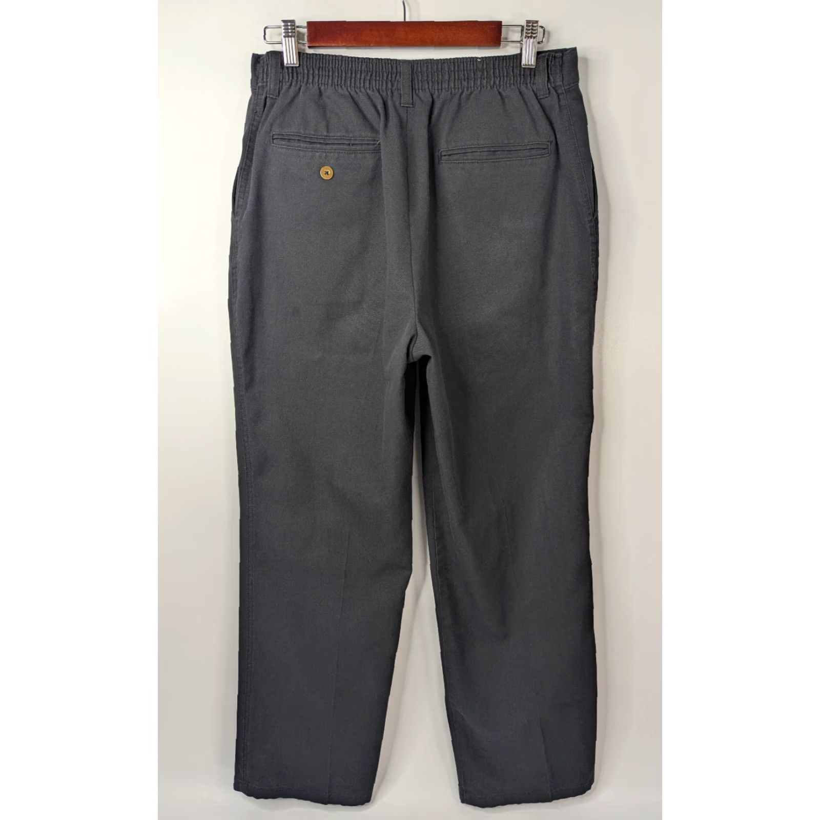 Vintage Towncraft Men's Pants 34-30 Gray Elastic Waist Straight Leg Casual Workwear Slacks Size US 30 / EU 46 - 4 Thumbnail