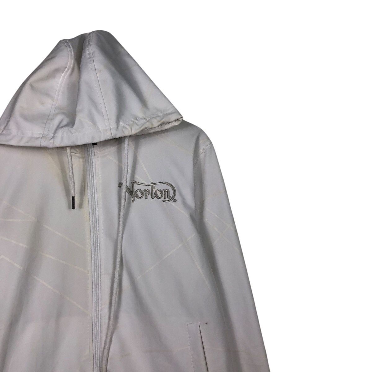 Japanese Brand Rich White Zipper Jacket Hoodie Norton Big Logo Embroidered Size US L / EU 52-54 / 3 - 7 Thumbnail