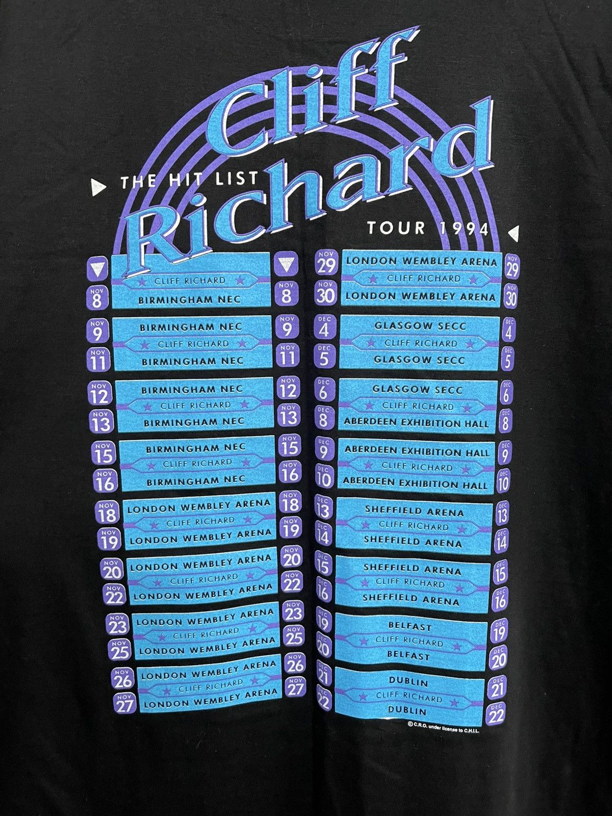Band Tees 1994 Cliff Richard The Hit List Vintage Tour T-Shirt Tee Size US XL / EU 56 / 4 - 10 Thumbnail