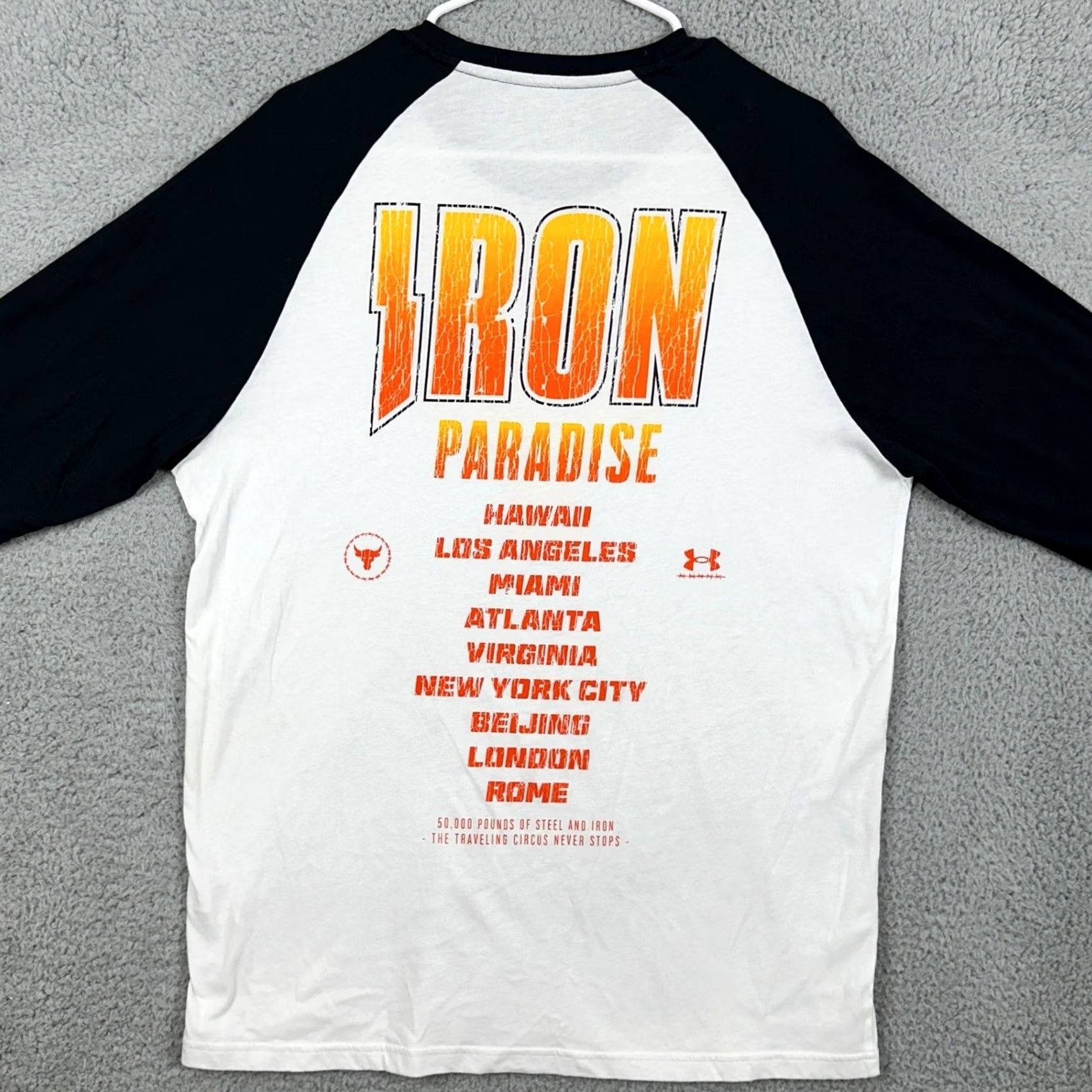 Under Armour Under Armour Project Rock T-Shirt Tee Mens Large White 3/4 Sleeve Logo Shirt Size US L / EU 52-54 / 3 - 2 Thumbnail