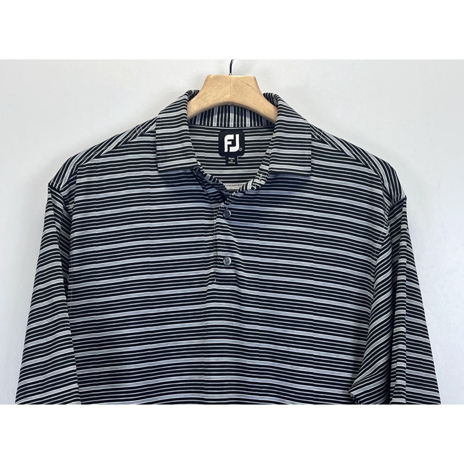 Footjoy FootJoy Performance Polo Shirt L Mens Black Grey Striped Golf Short Sleeve Collared Polo Size US L / EU 52-54 / 3 - 3 Thumbnail