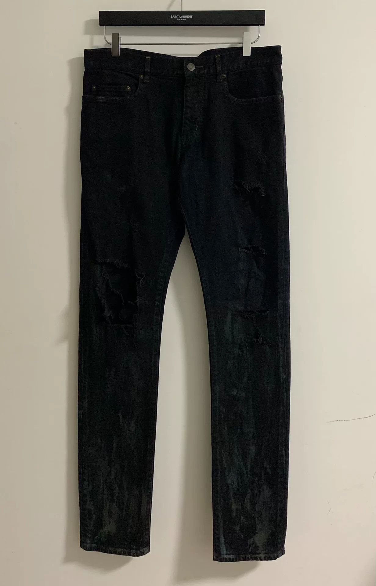 Saint Laurent Paris Saint Laurent Distressed Black Denim Pants Size US 32 / EU 48 - 1 Thumbnail