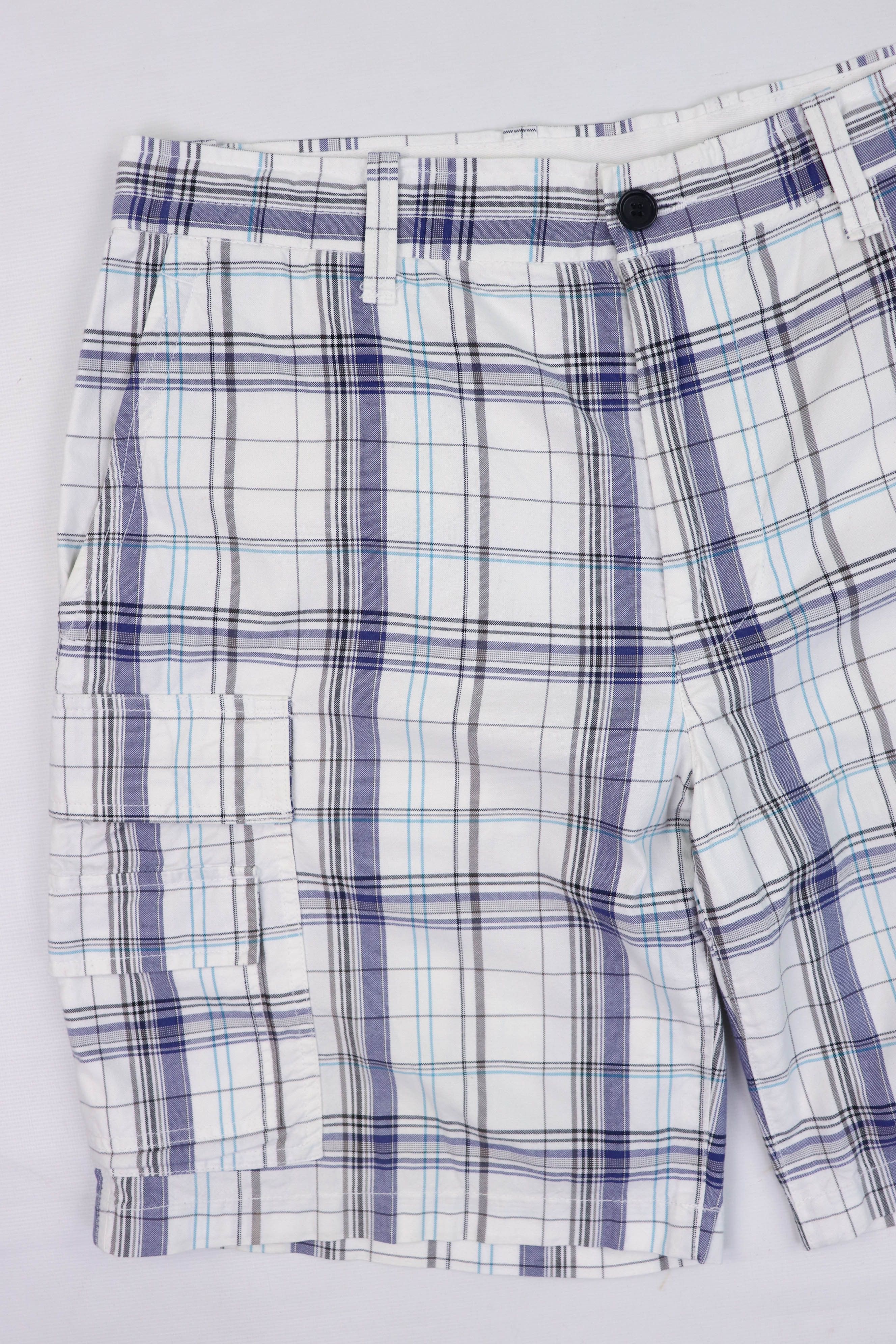 Lacoste Lacoste White Plaid Check Cotton Bermuda Cargo Shorts Size US 33 - 4 Thumbnail