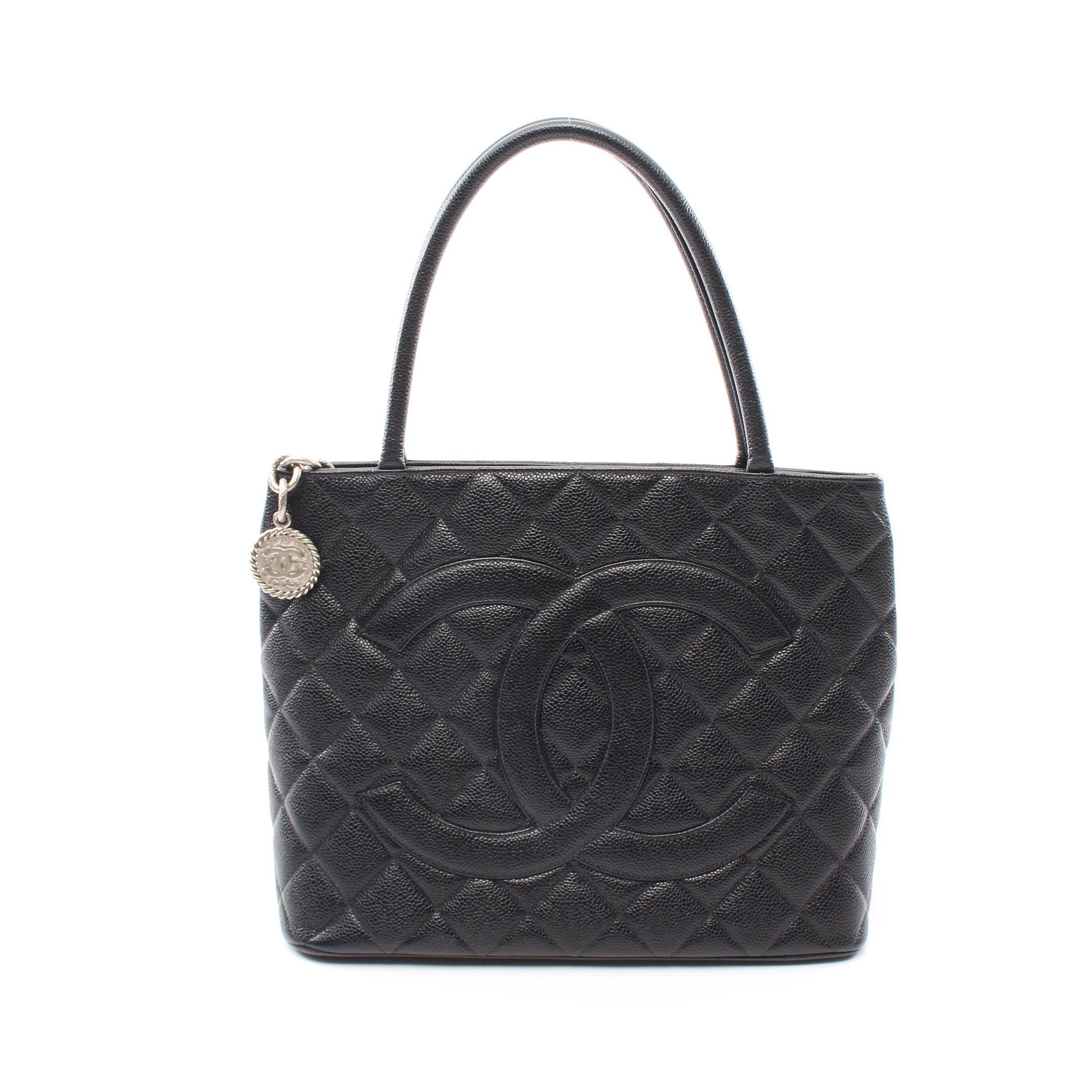 image of Chanel Reissue Tote Handbag Tote Bag Caviar Skin Black Silver Hardware, Women's