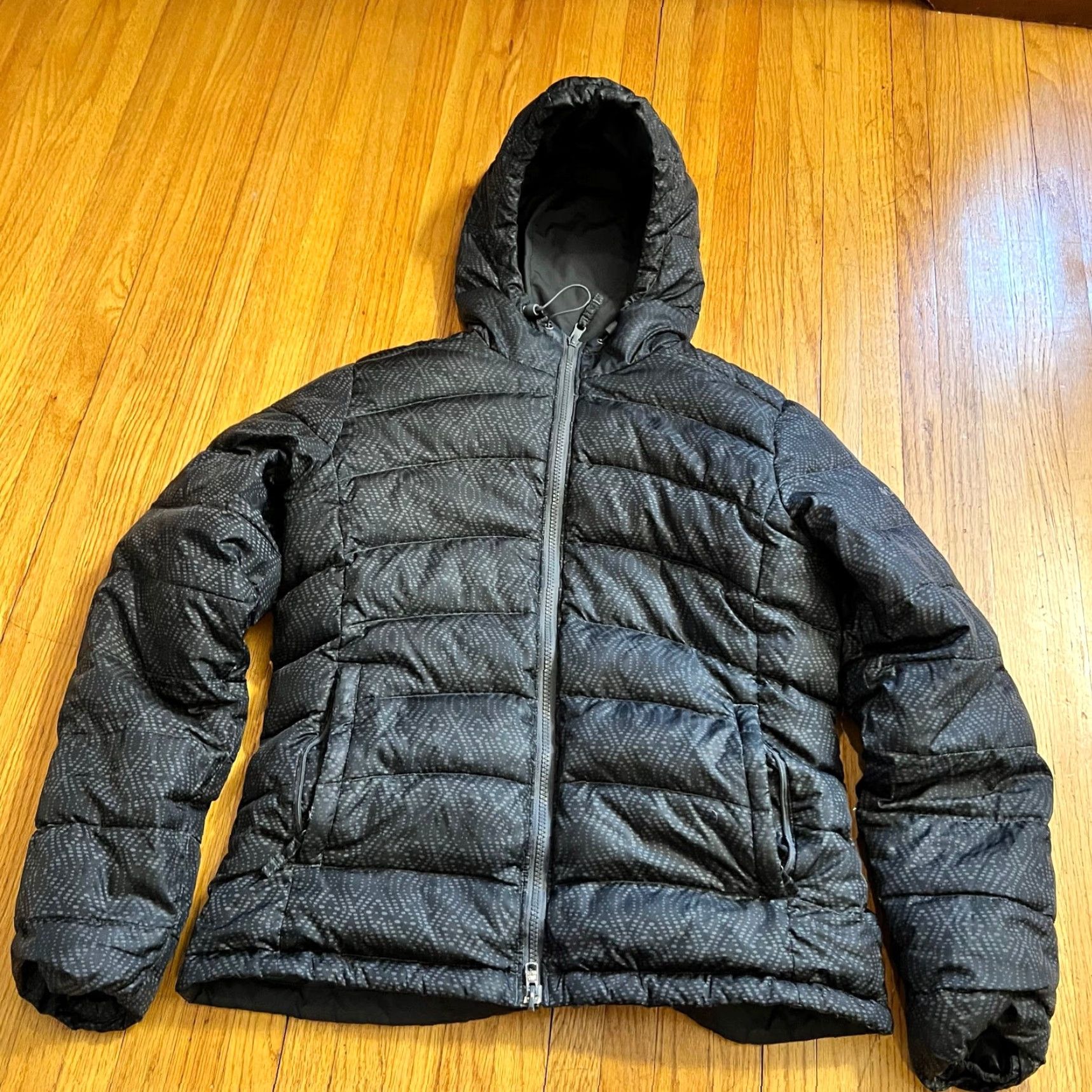 Columbia Puffer Coat Womens Medium Reversible Down Black Hooded 