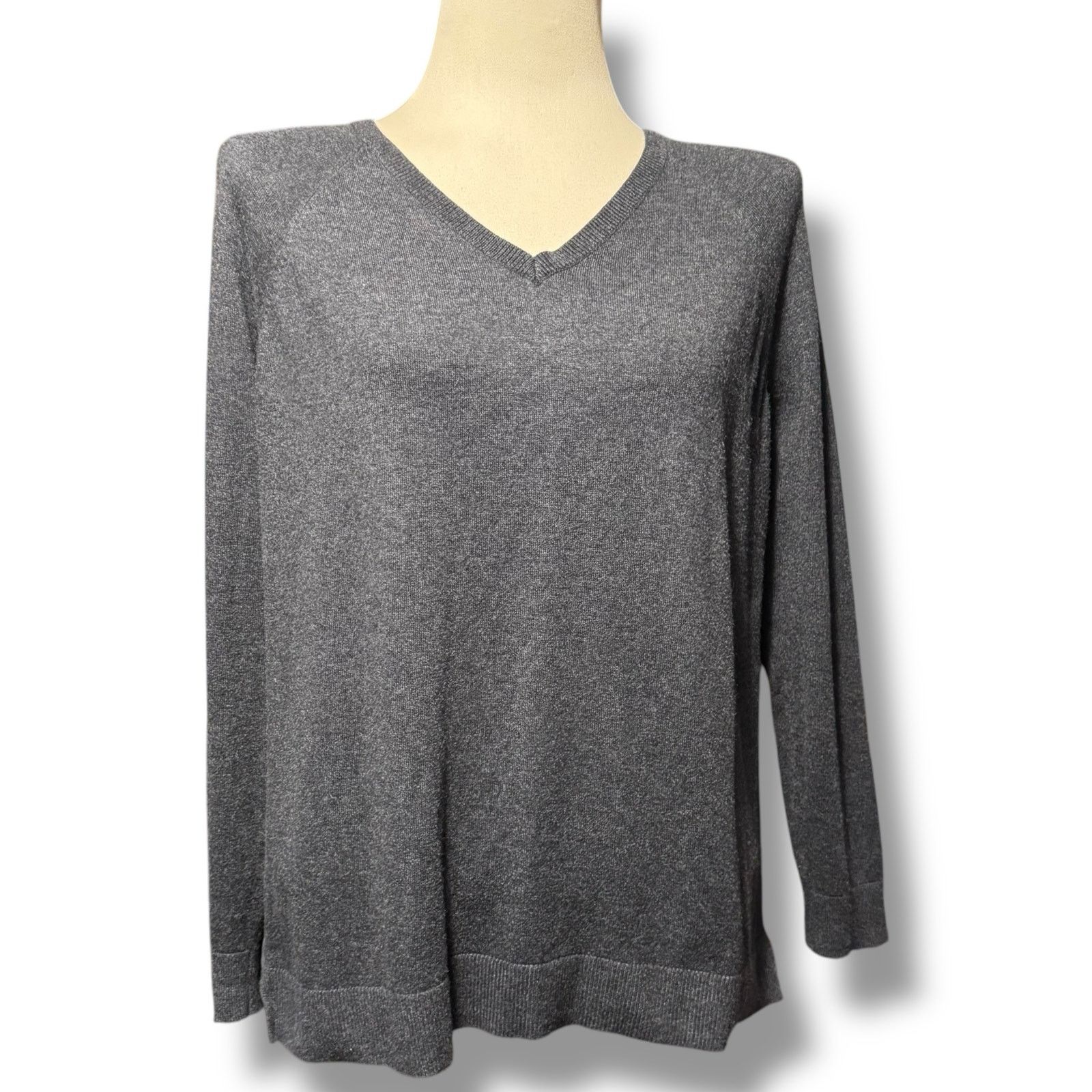 Loft Ann Taylor LOFT Sheer Back Sweater Gray Black Medium Size M / US 6-8 / IT 42-44 - 1 Thumbnail
