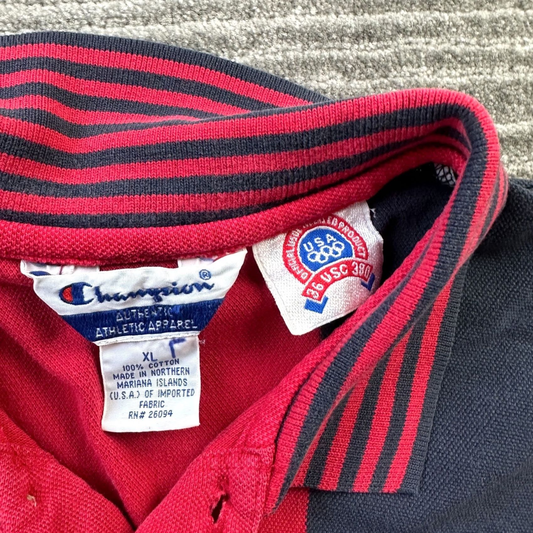 Champion VINTAGE Champion Polo Shirt Mens XL Red Blue Olympics 90s Shirt Polos Polo 90s Mens Fashion Golf Size US XL / EU 56 / 4 - 7 Thumbnail