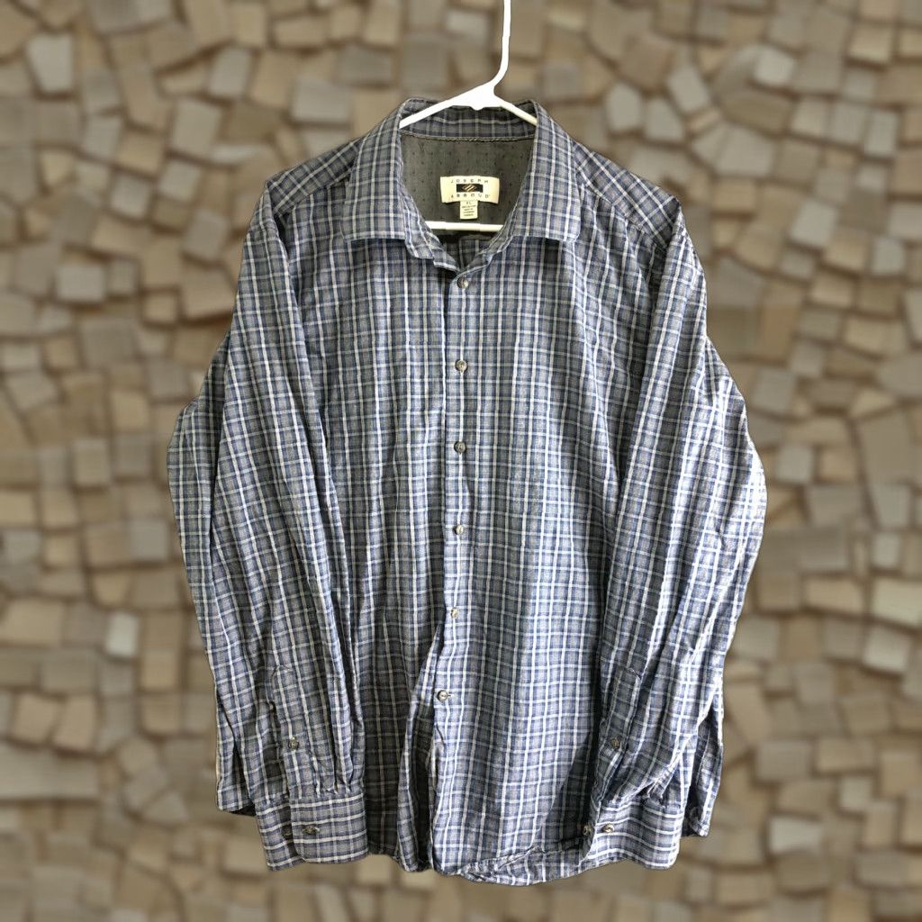Joseph Abboud Joseph Abboud Shirt XL Gray Long Sleeve Button-Up Spread Collar Mens Regular Cotton Size US XL / EU 56 / 4 - 1 Thumbnail