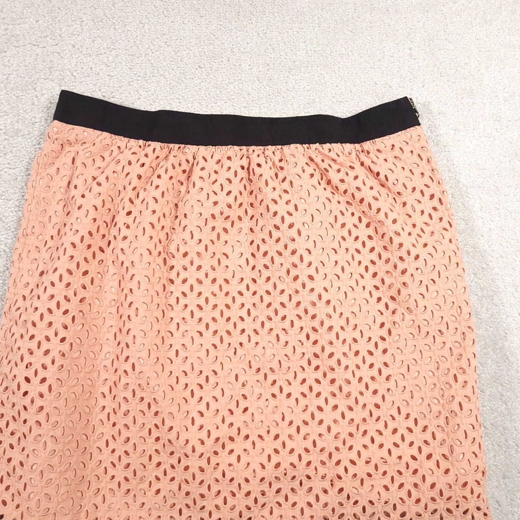Loft LOFT Ann Taylor Eyelet Pencil Skirt Women's 10 Coral Peach Side Zip Lined Skirt Short Pencil Women Mens Size 32" / US 10 / IT 46 - 3 Thumbnail