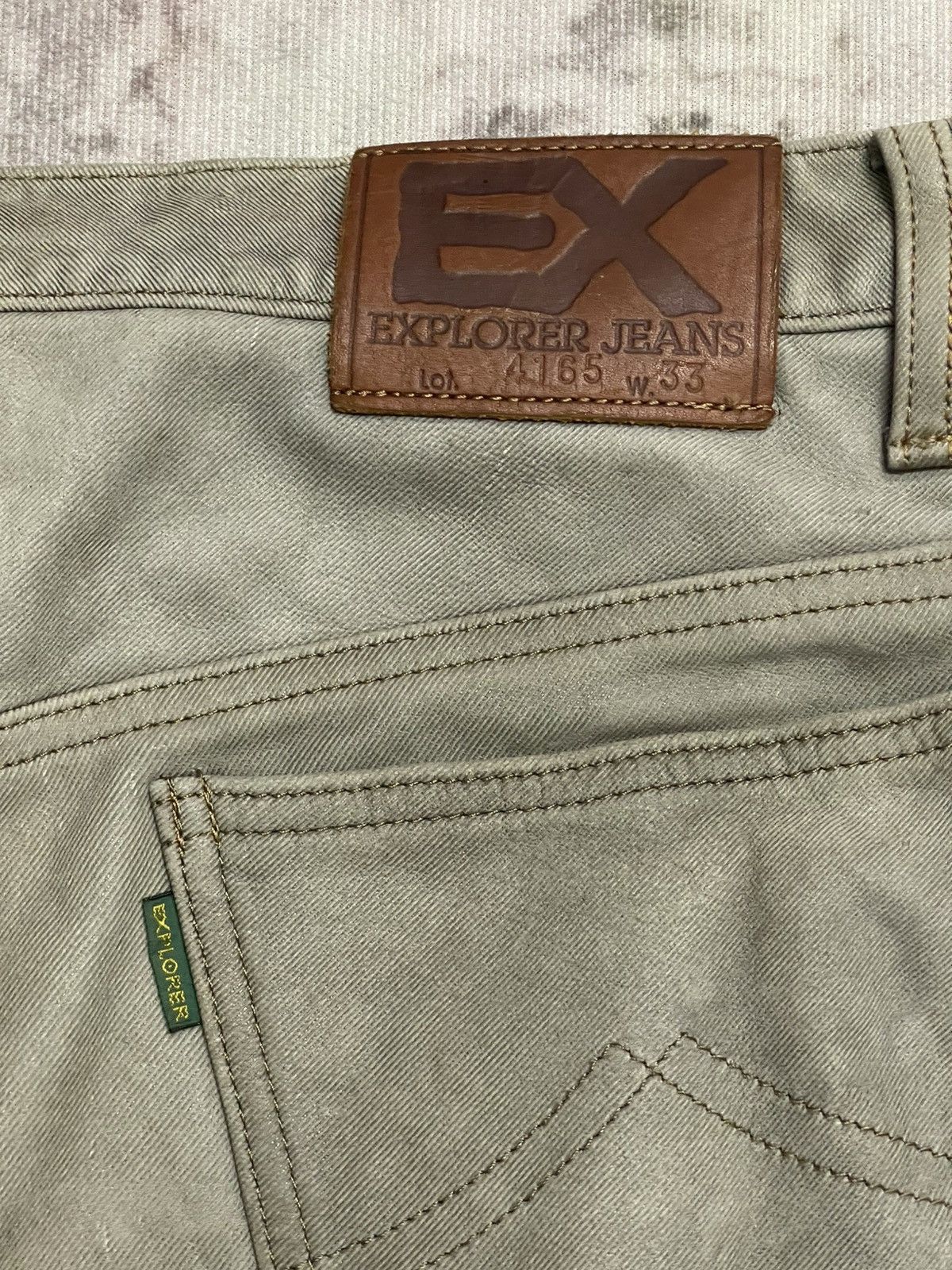 Japanese Brand × Leather Vintage Exalito Washable Leather Explore Jeans Rare Size US 31 - 16 Thumbnail