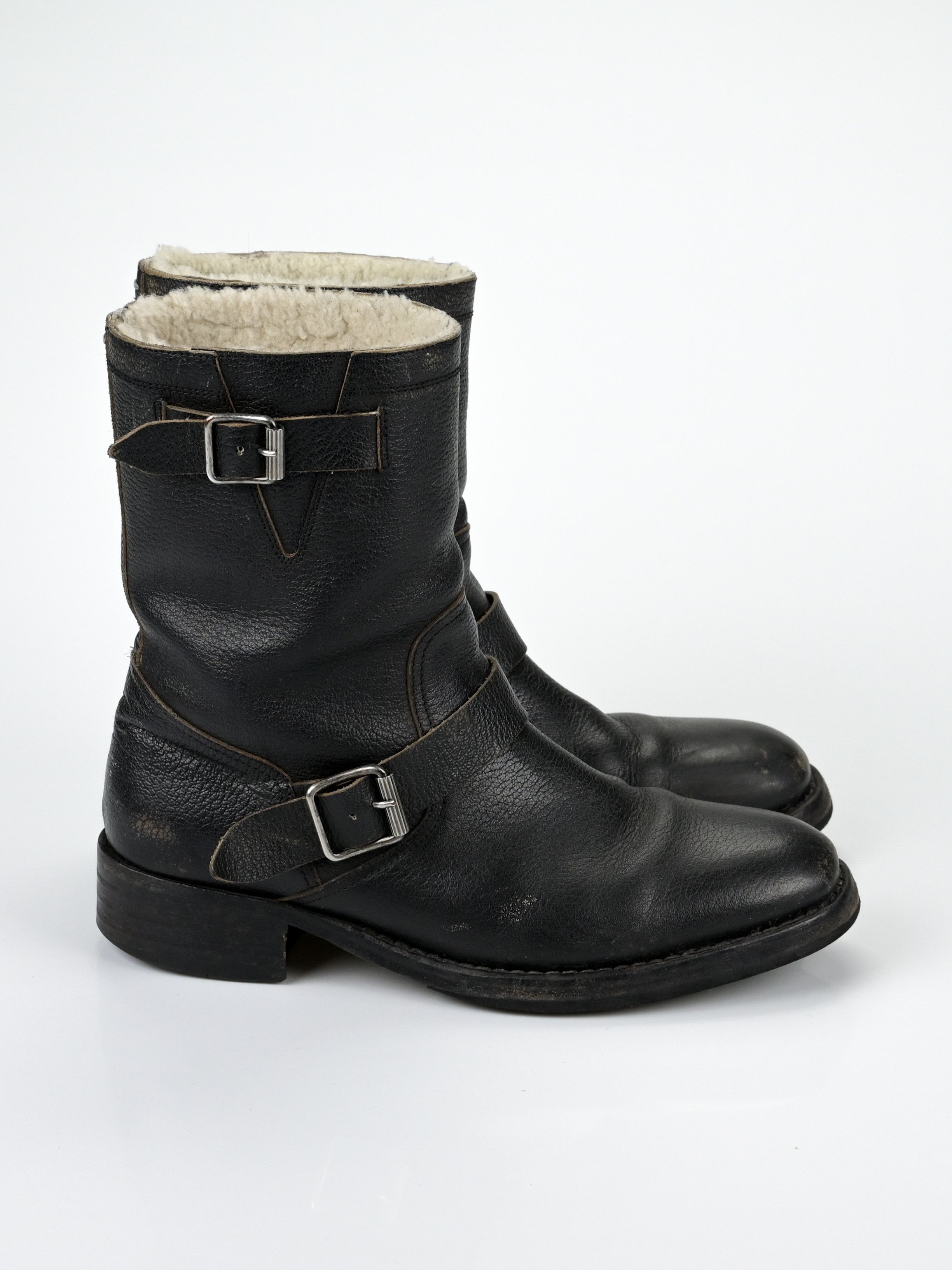 Maison Margiela Shearling-Lined Leather Biker Boots Size US 9 / EU 42 - 3 Thumbnail