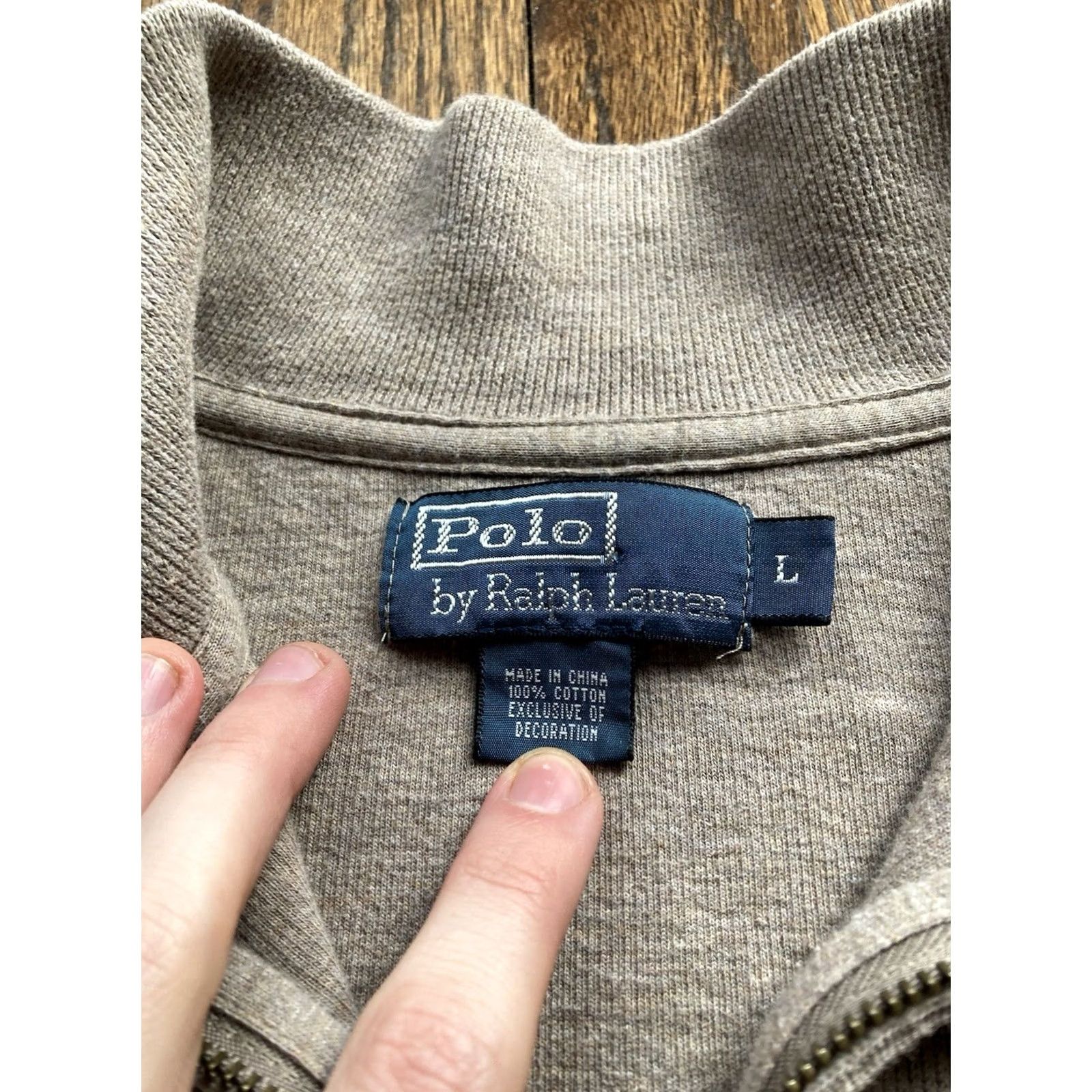 Polo Ralph Lauren VINTAGE Polo Ralph Lauren 1/4 Zip Sweater Mens Large Beige Cotton Preppy Size US L / EU 52-54 / 3 - 6 Thumbnail