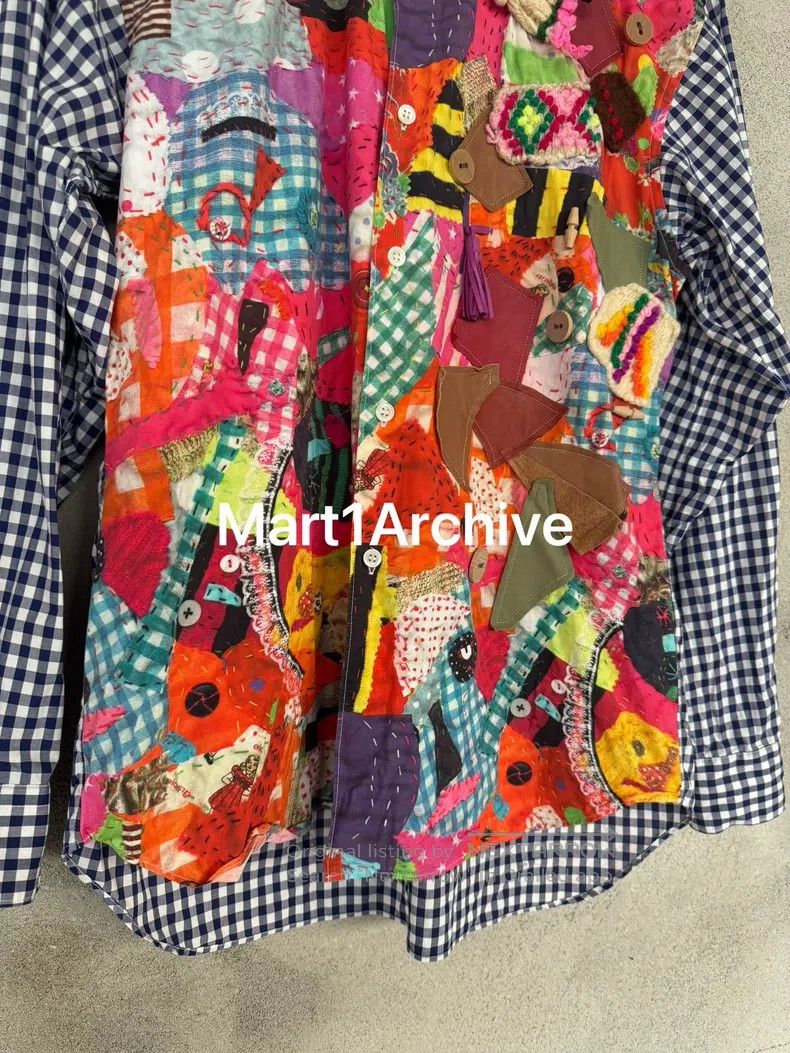Comme des Garcons Comme des Garcons Patchwork Leather Button Plaid Shirt Size S / US 4 / IT 40 - 4 Thumbnail