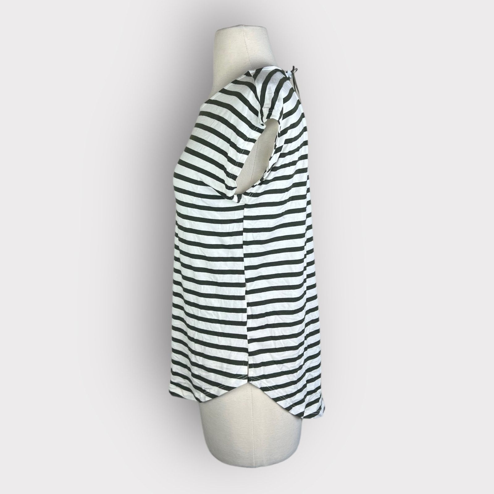 Nordstrom Green Envelope | NWT Basic Tailored Striped Tee | Small Size S / US 4 / IT 40 - 2 Thumbnail